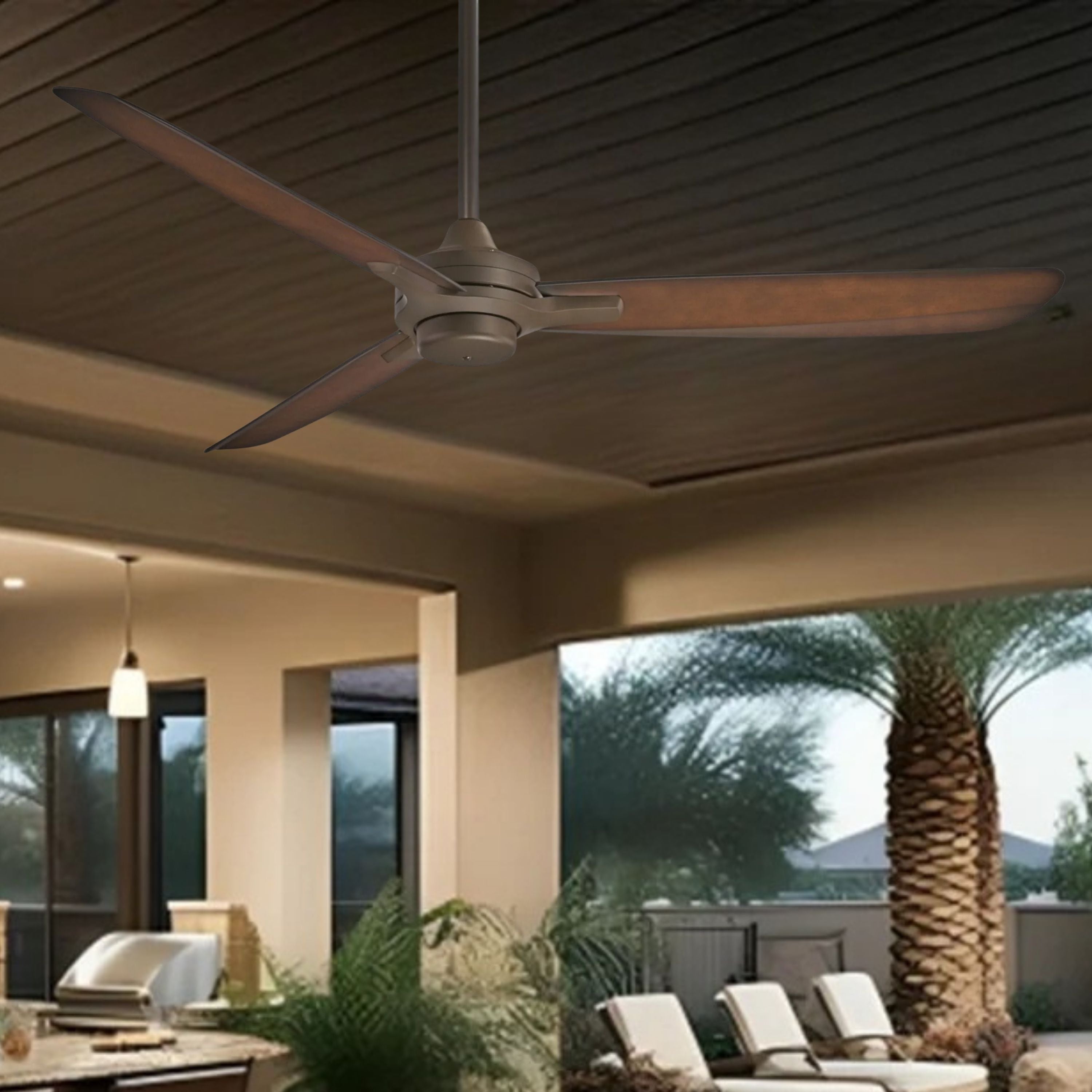 Rudolph Wet 60" Bronze Outdoor Ceiling Fan with Remote