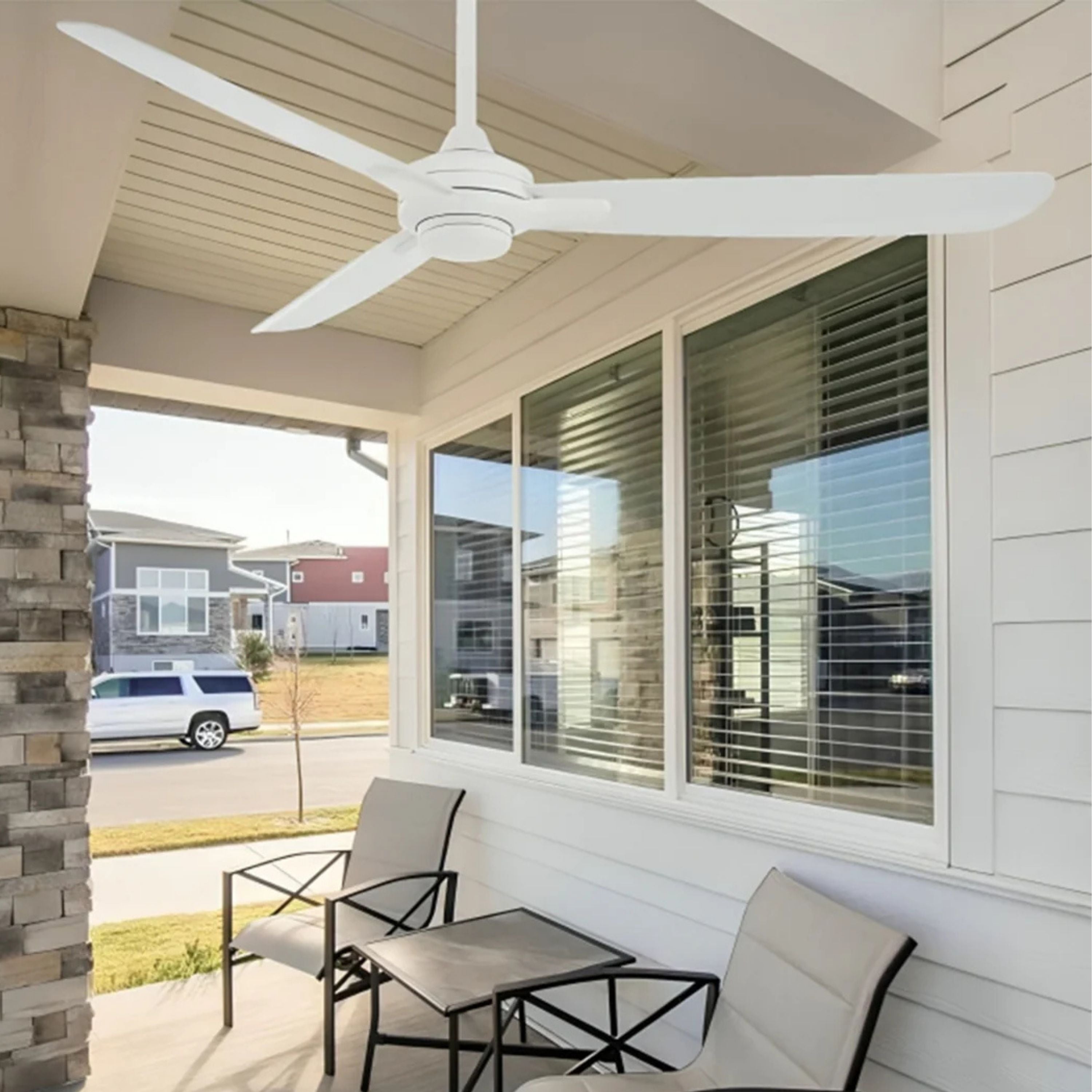 Rudolph Wet 60" White Outdoor Ceiling Fan with Remote