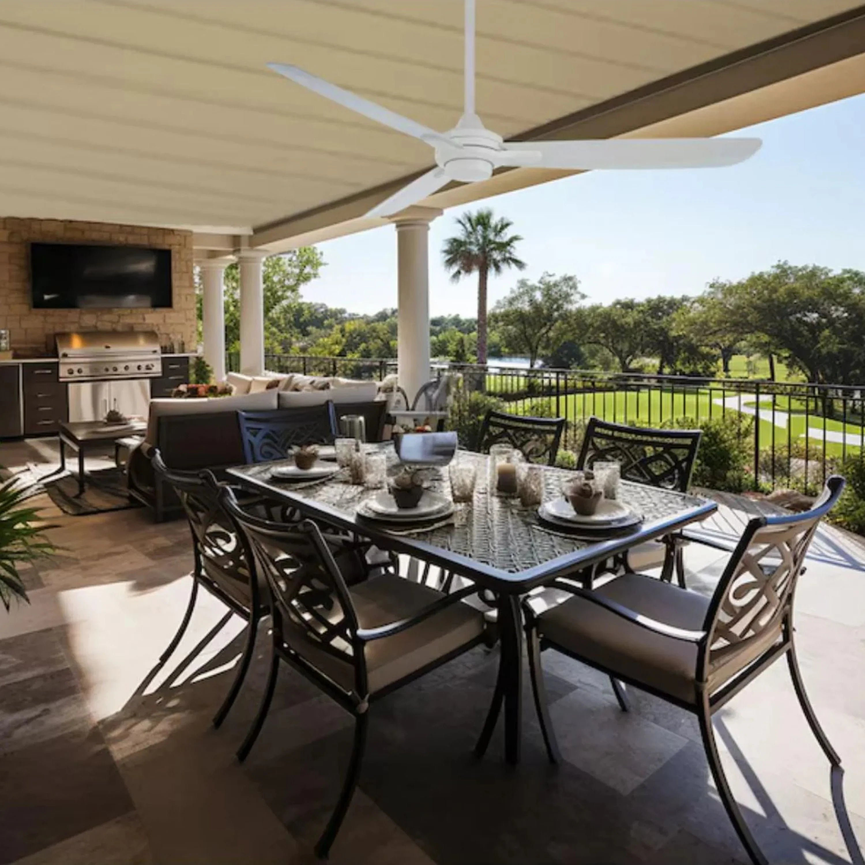 Rudolph Wet 60" White Outdoor Ceiling Fan with Remote