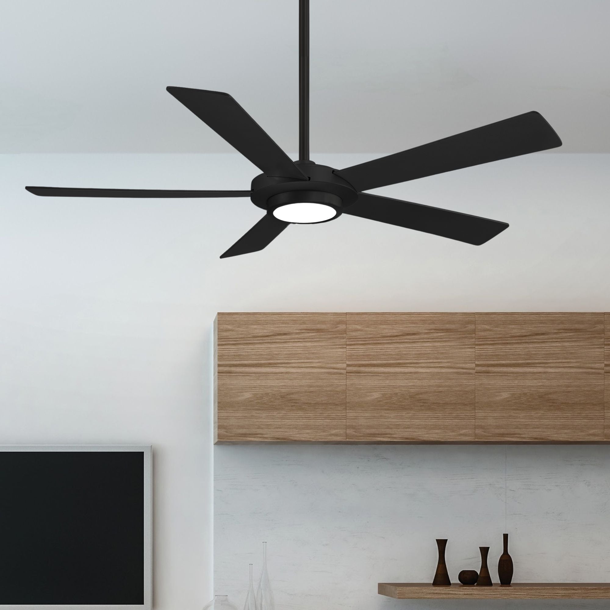 Sabot LED 52" Black Coal Ceiling Fan with Remote - Bees Lighting