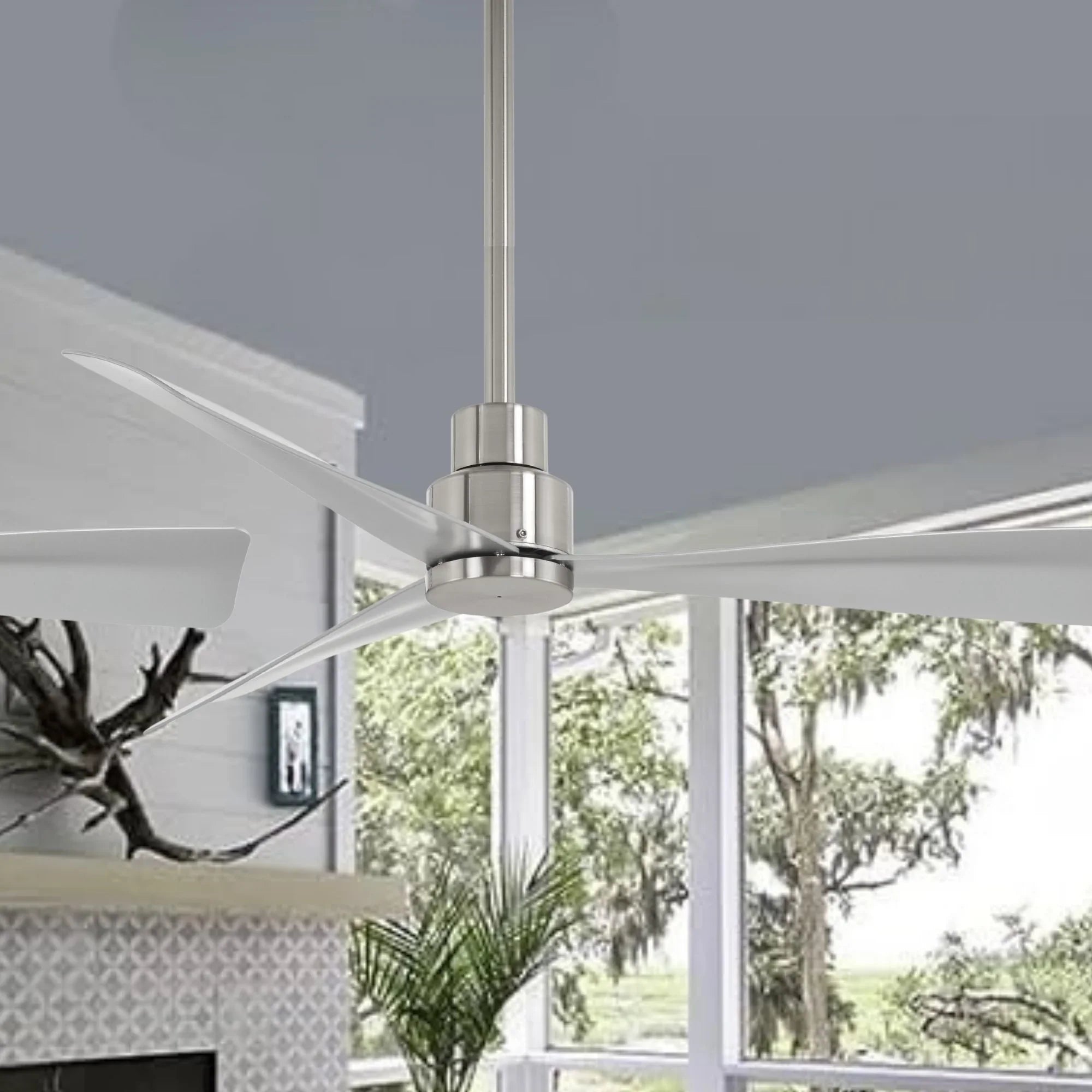 Simple 44" Nickel Wet Rated Ceiling Fan with Remote