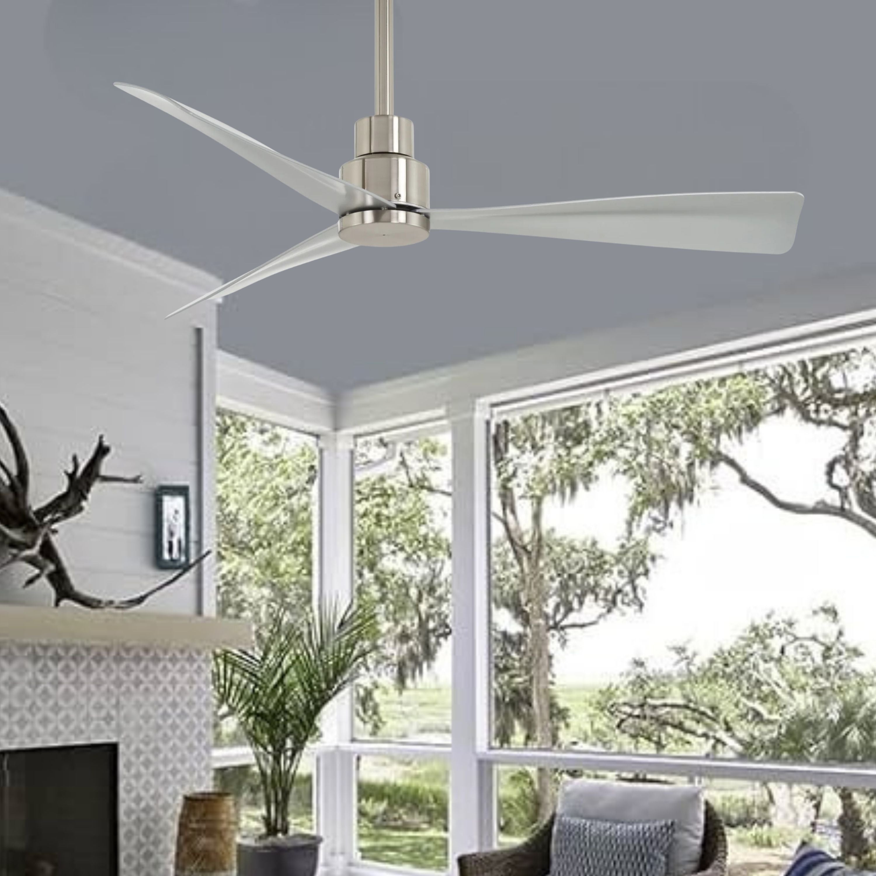 Simple 44" Nickel Wet Rated Ceiling Fan with Remote