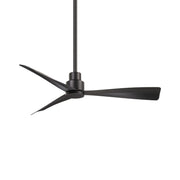 Coal black 44 in ceiling fan with three flat blades and vertical downrod