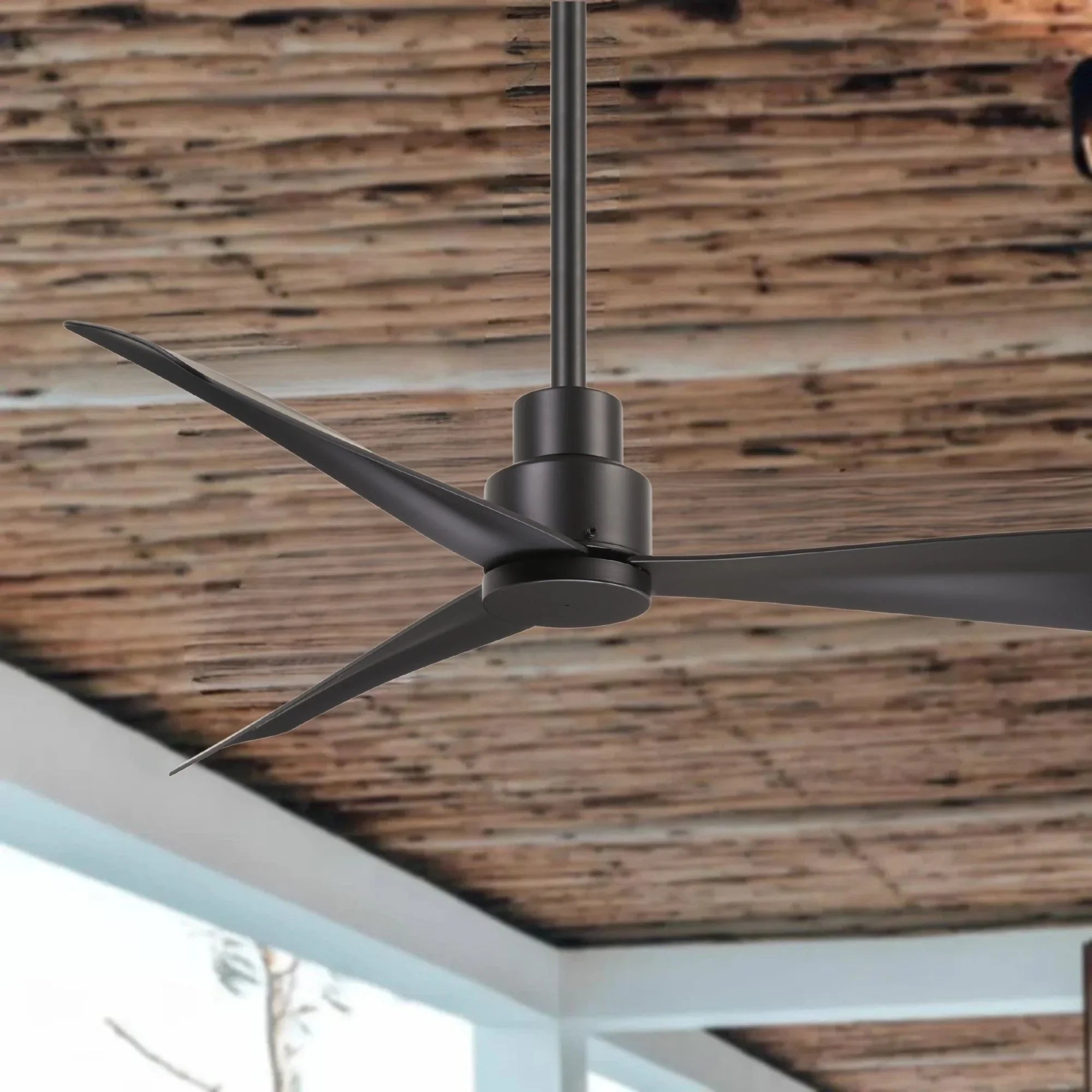 Simple 44" Black Coal Wet Rated Ceiling Fan with Remote