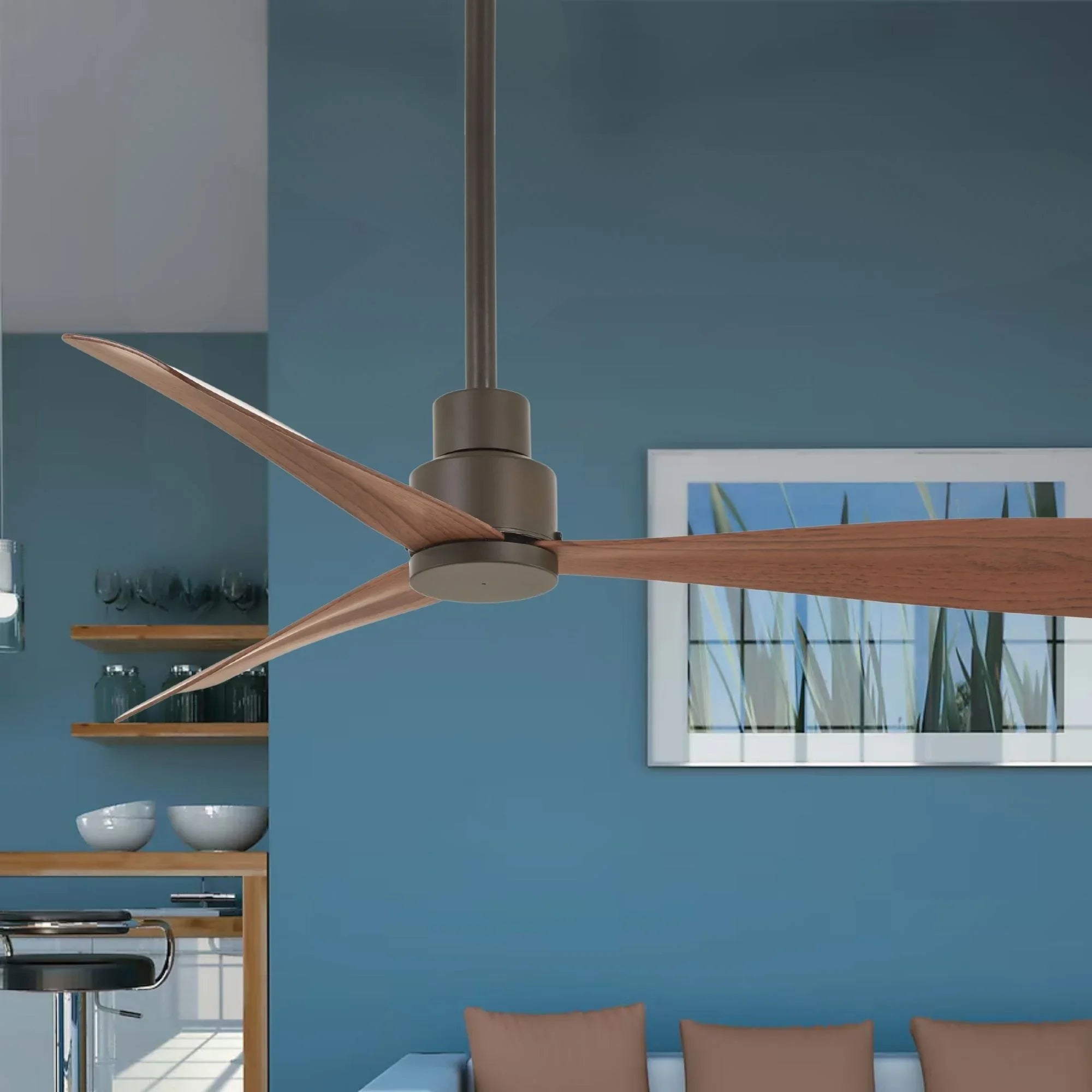Simple 44" Bronze Wet Rated Ceiling Fan with Remote