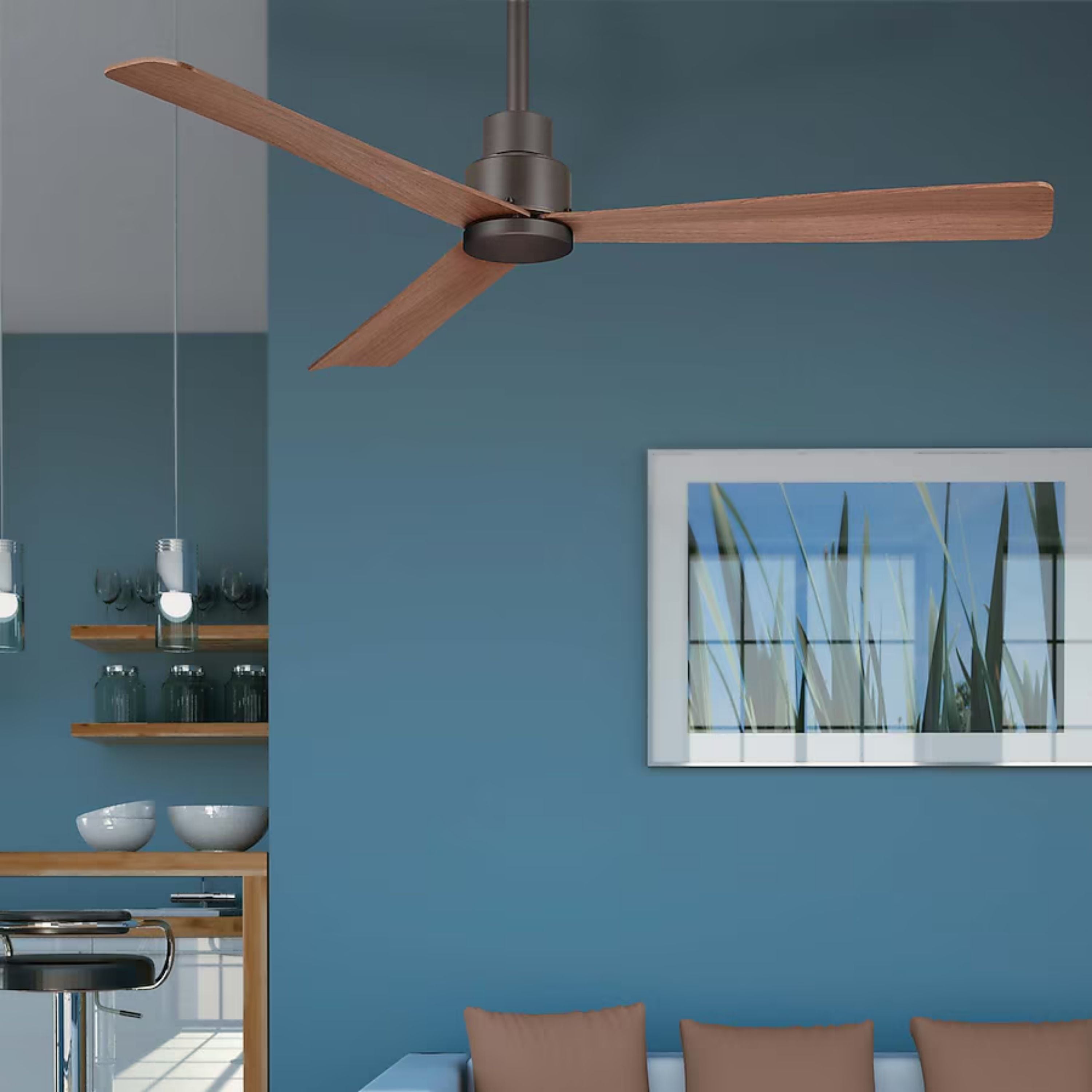 Simple 44" Bronze Wet Rated Ceiling Fan with Remote