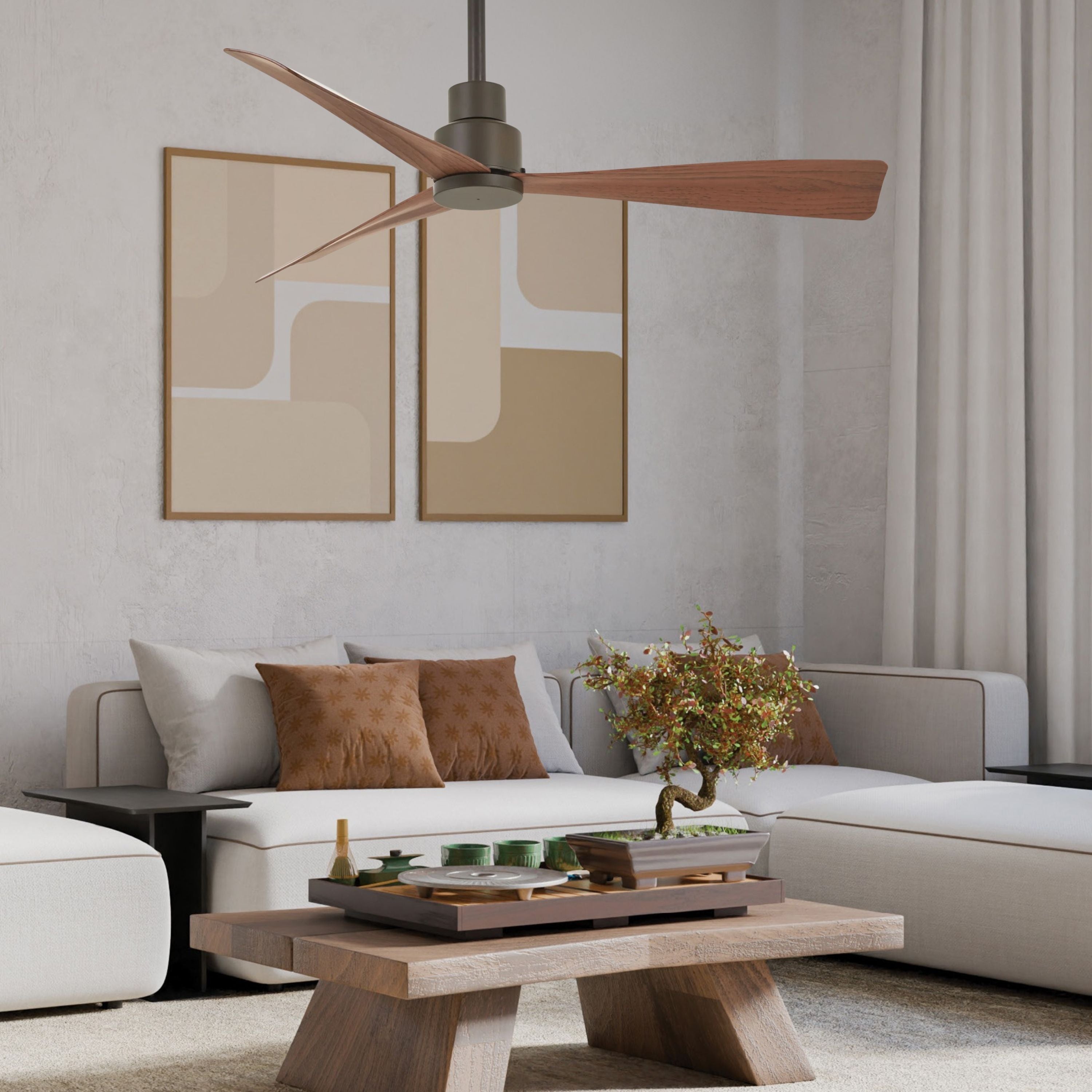 Simple 44" Bronze Wet Rated Ceiling Fan with Remote