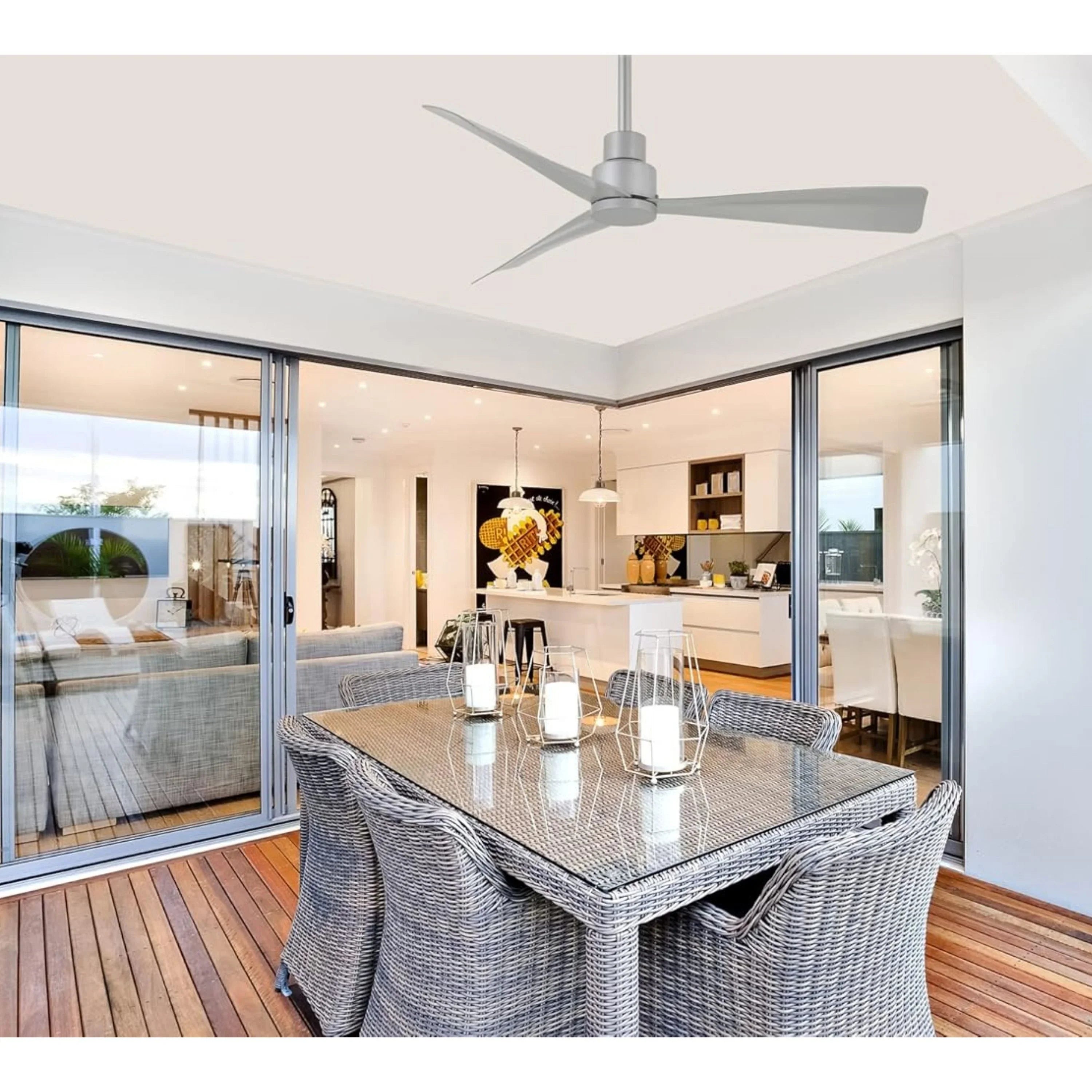 Minka Aire - Simple 44" Silver Wet Rated Ceiling Fan with Remote | Bees Lighting