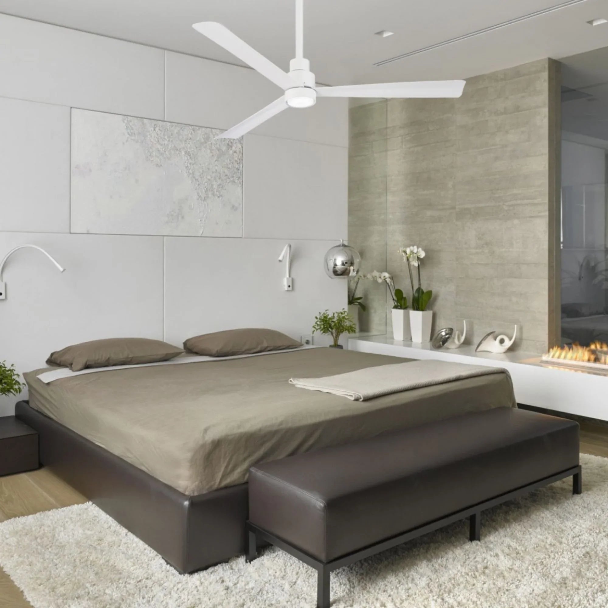 Simple 44" White Wet Rated Ceiling Fan with Remote