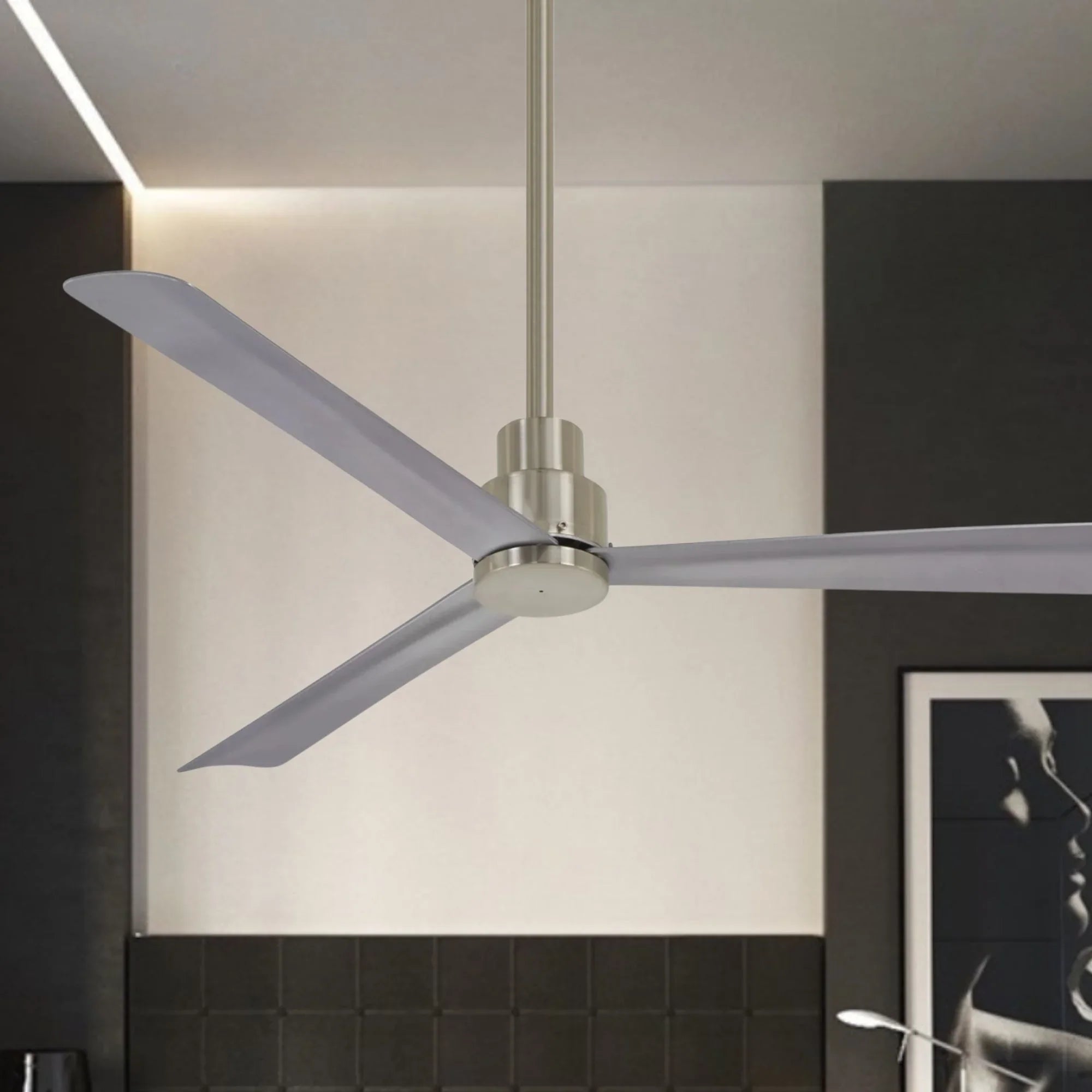 Simple 52" Nickel Wet Rated Ceiling Fan with Remote