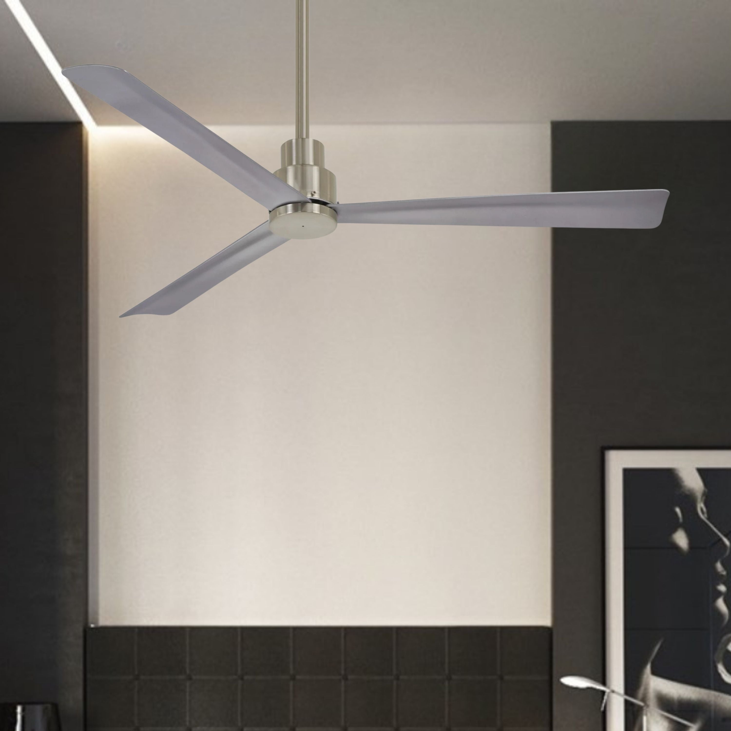 Simple 52" Nickel Wet Rated Ceiling Fan with Remote