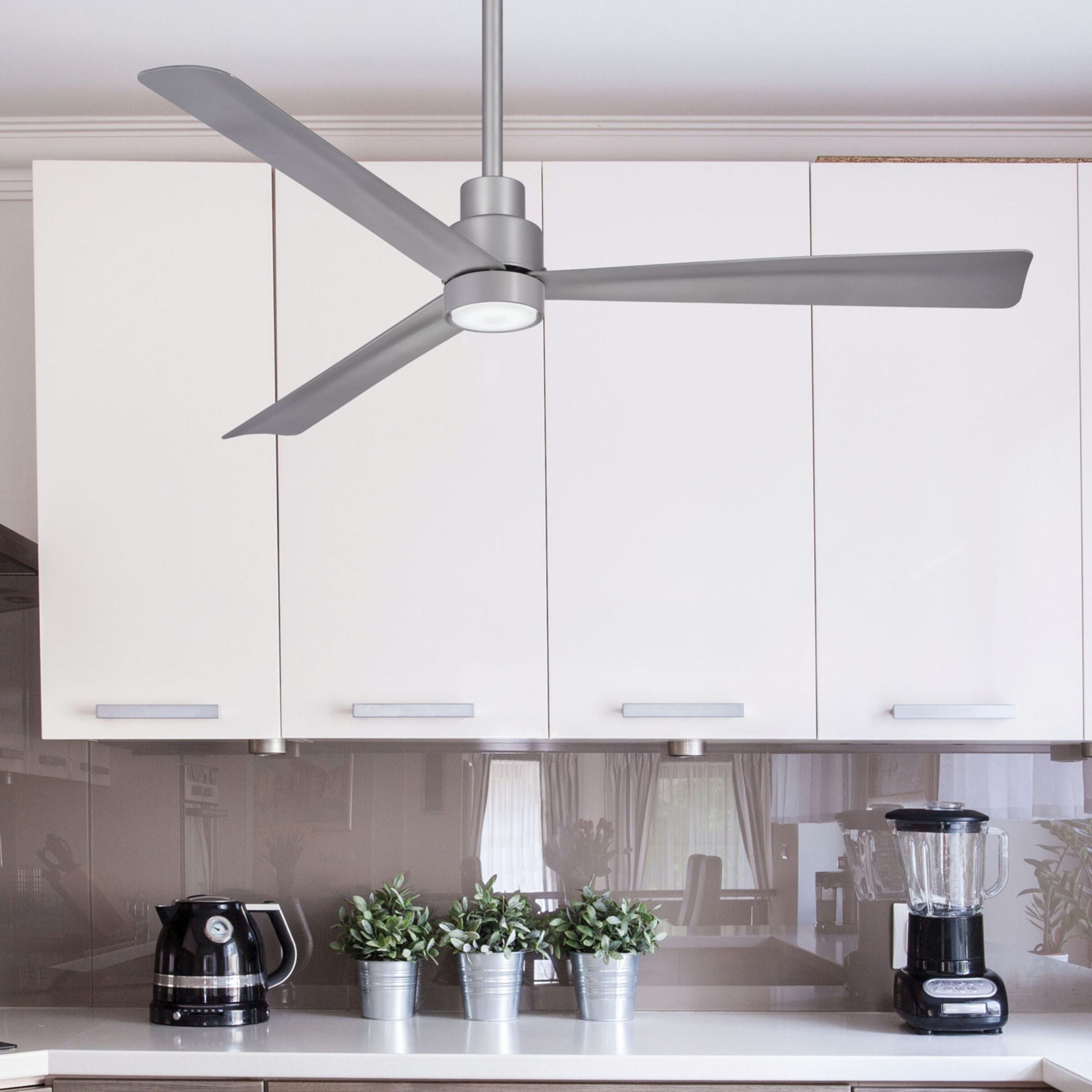Simple 52" Silver Wet Rated Ceiling Fan with Remote