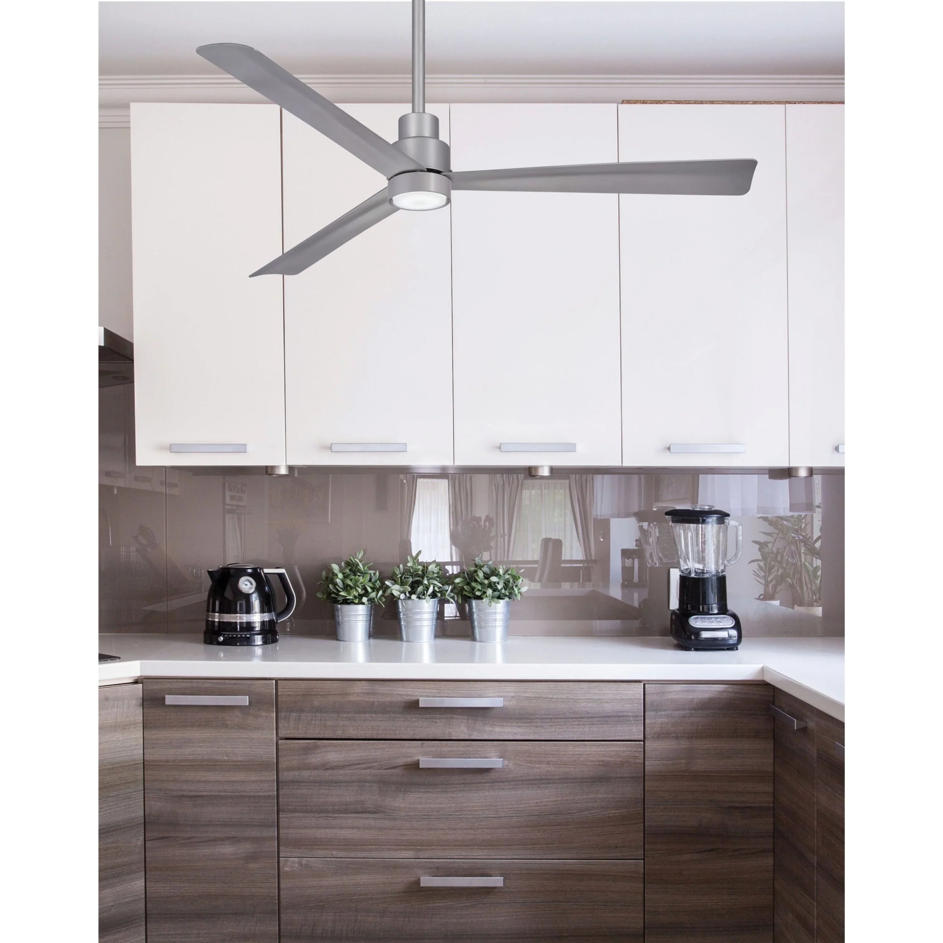 Simple 52" Silver Wet Rated Ceiling Fan with Remote