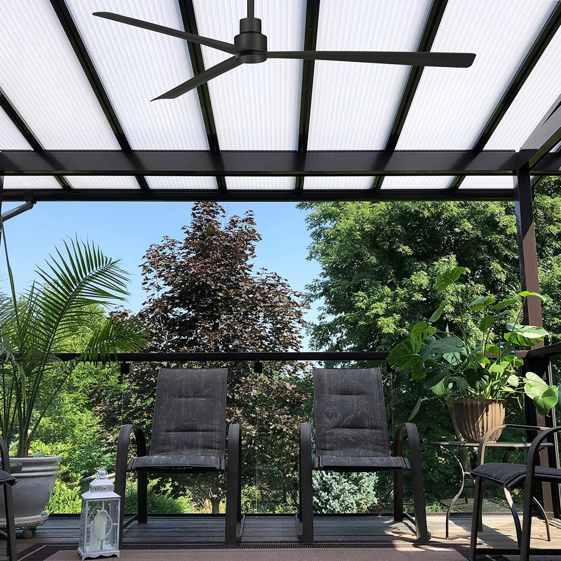 Simple XL 65" Black Coal Wet Rated Ceiling Fan with Remote - Bees Lighting