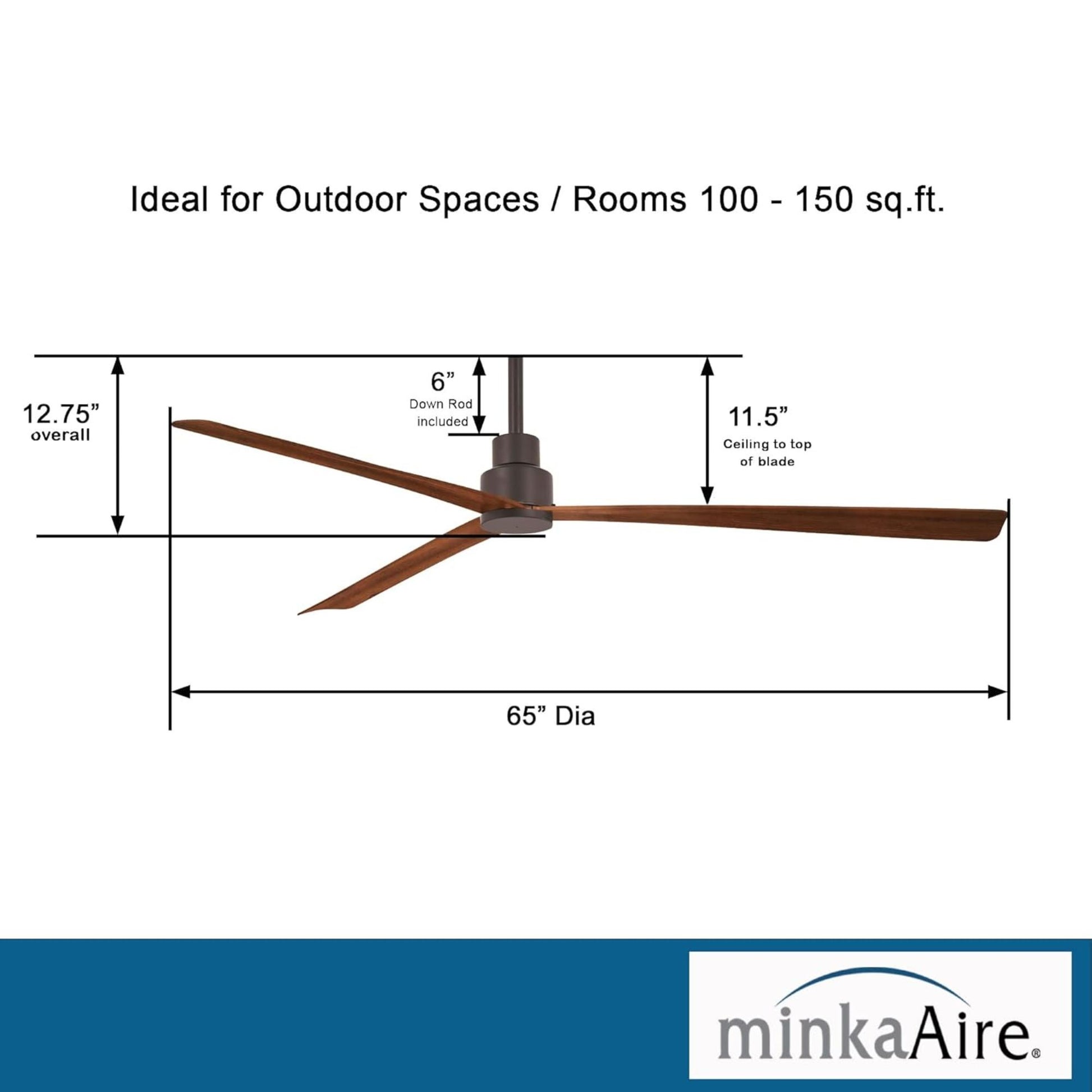 Simple XL 65" Bronze Wet Rated Ceiling Fan with Remote - Bees Lighting