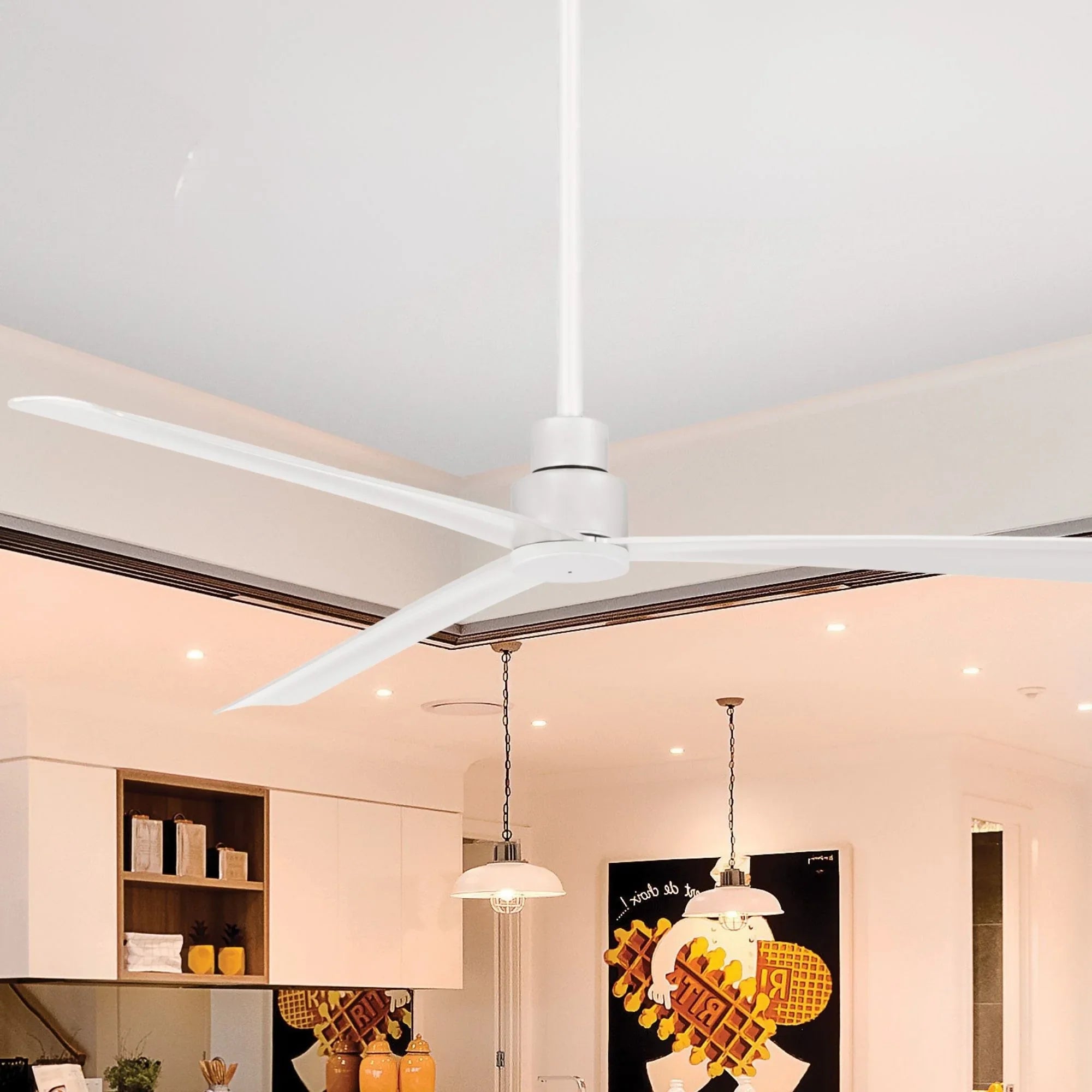 Simple XL 65" White Wet Rated Ceiling Fan with Remote