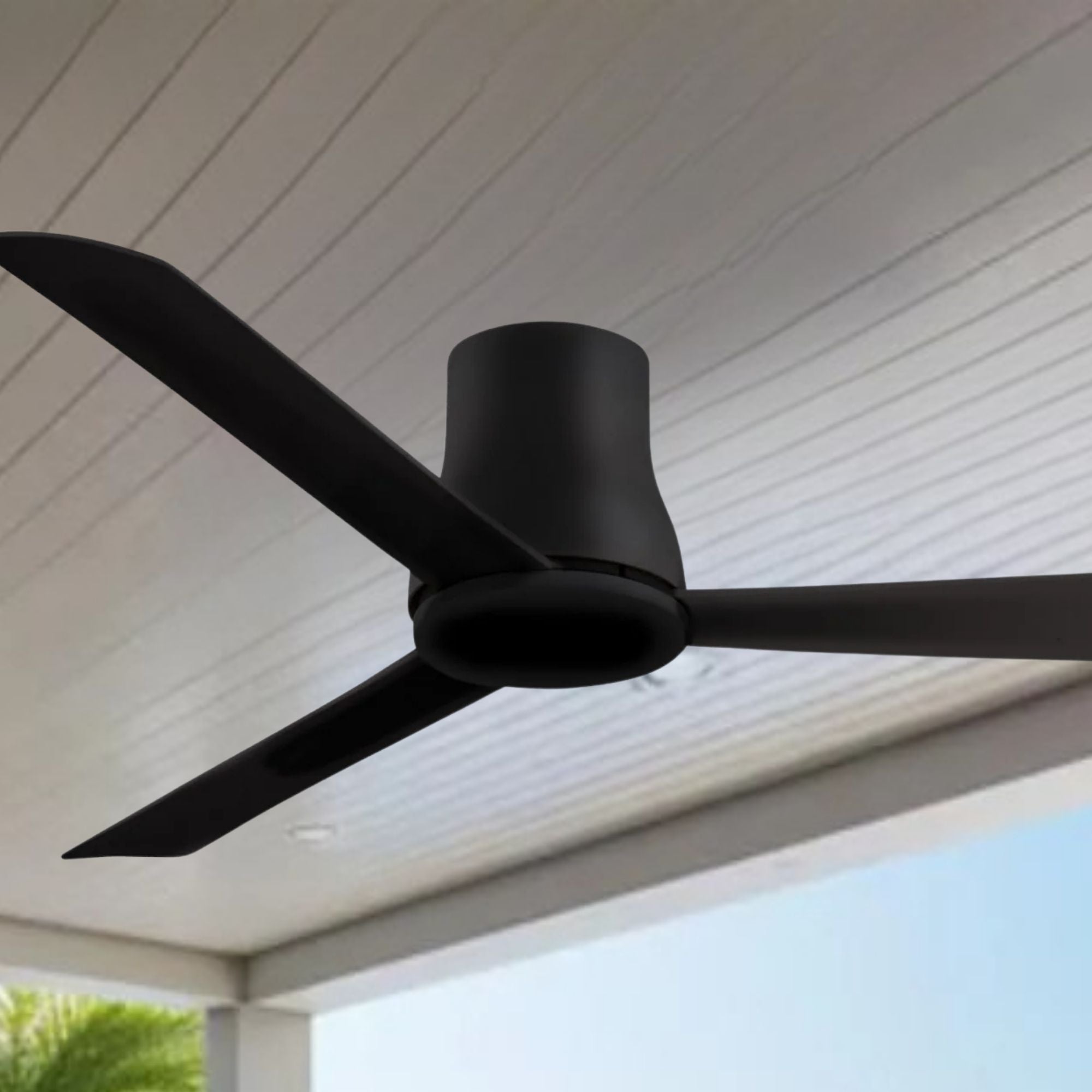 Minka Aire - Simple Flush 52" Black Coal Outdoor Ceiling Fan with Remote | Bees Lighting