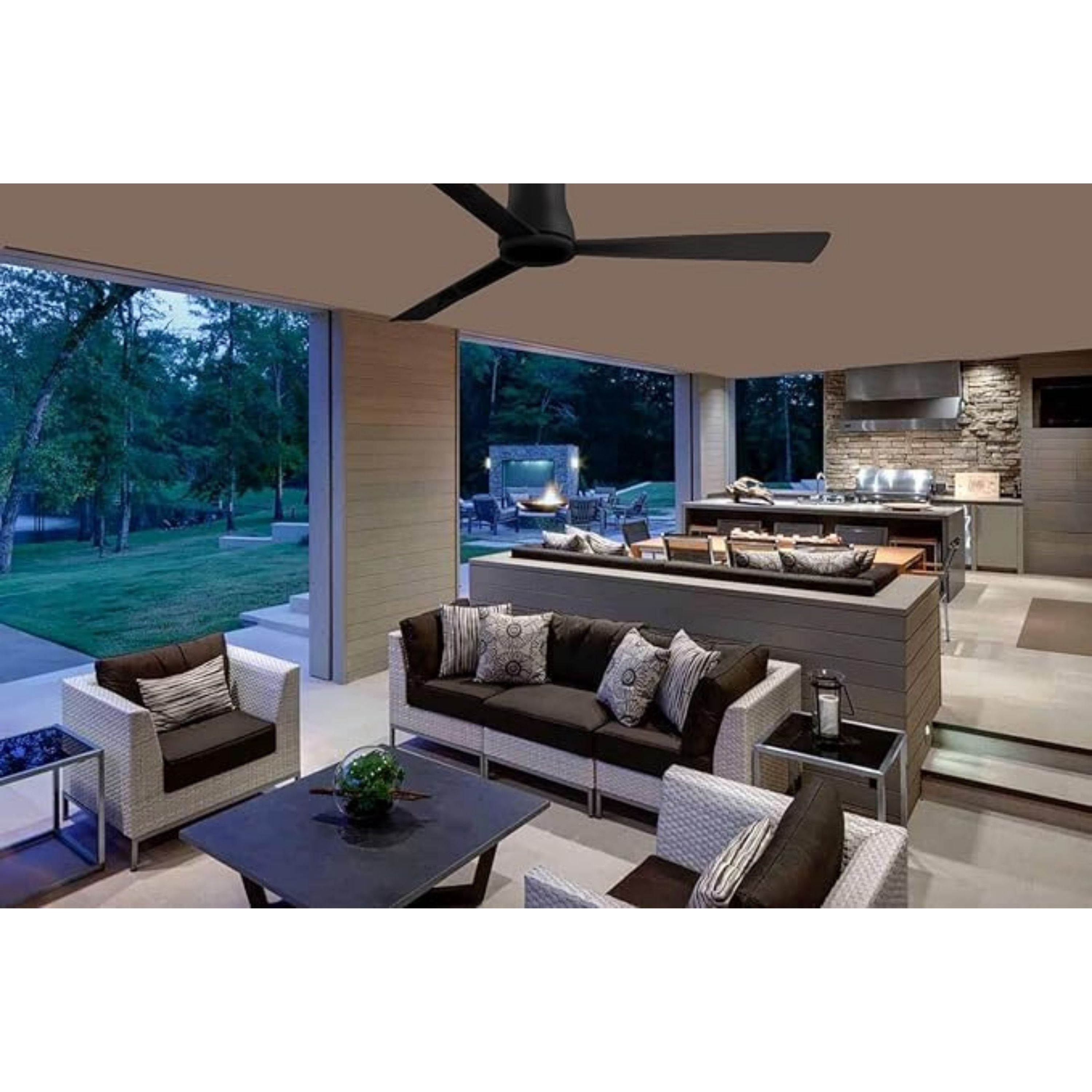 Simple Flush 60" Black Coal Wet Rated Ceiling Fan with Remote