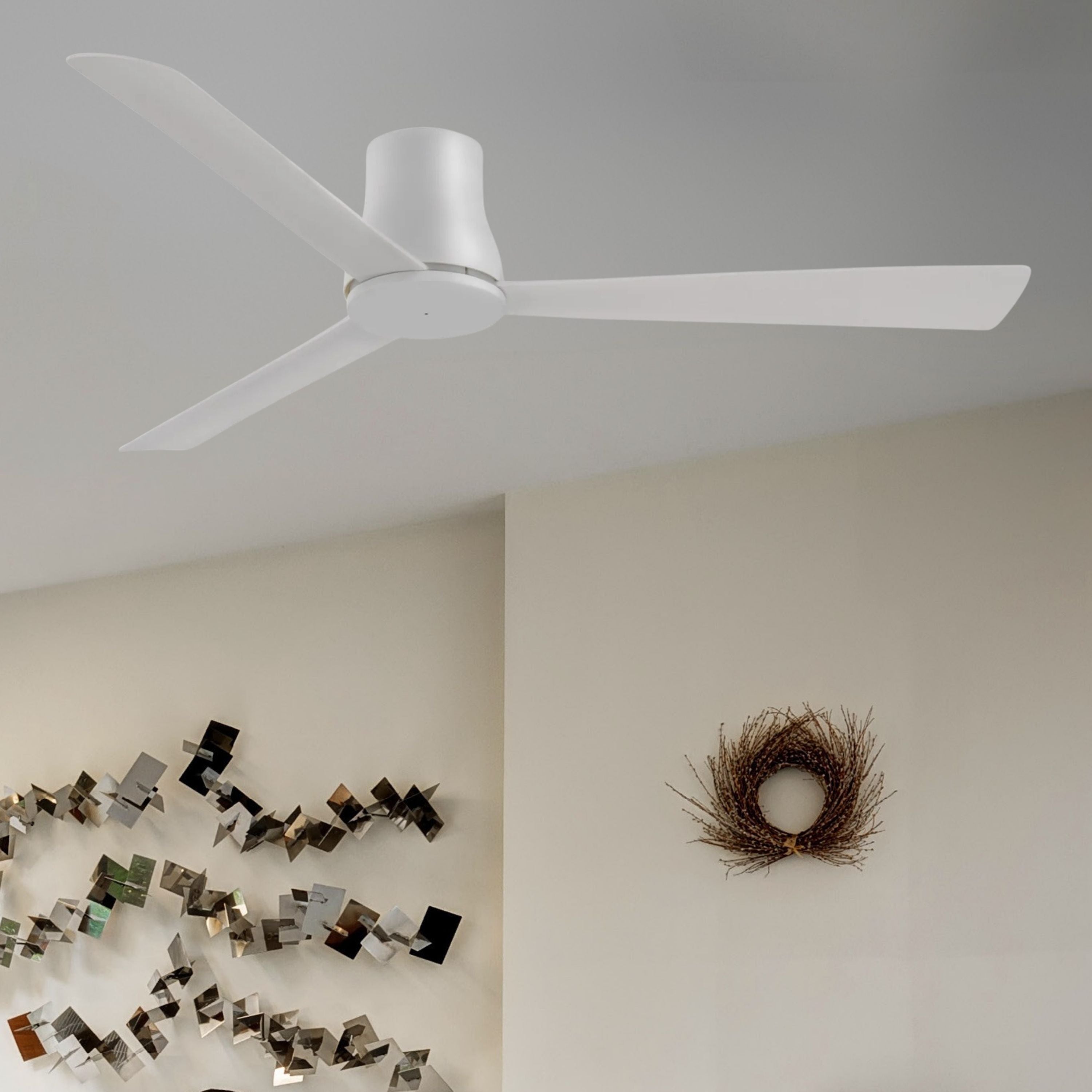 Simple Flush 60" Gray Wet Rated Ceiling Fan with Remote