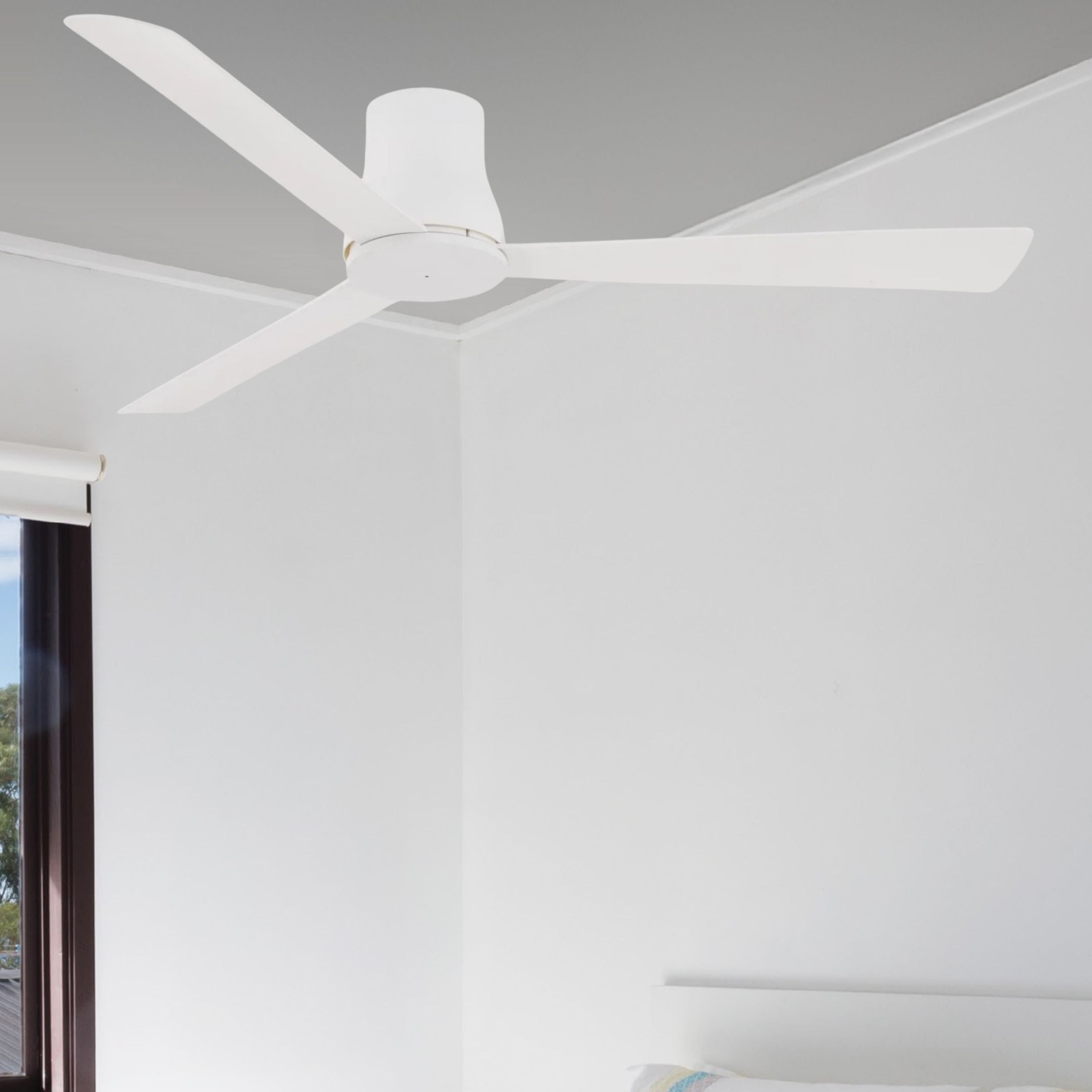 Simple Flush 60" White Wet Rated Ceiling Fan with Remote