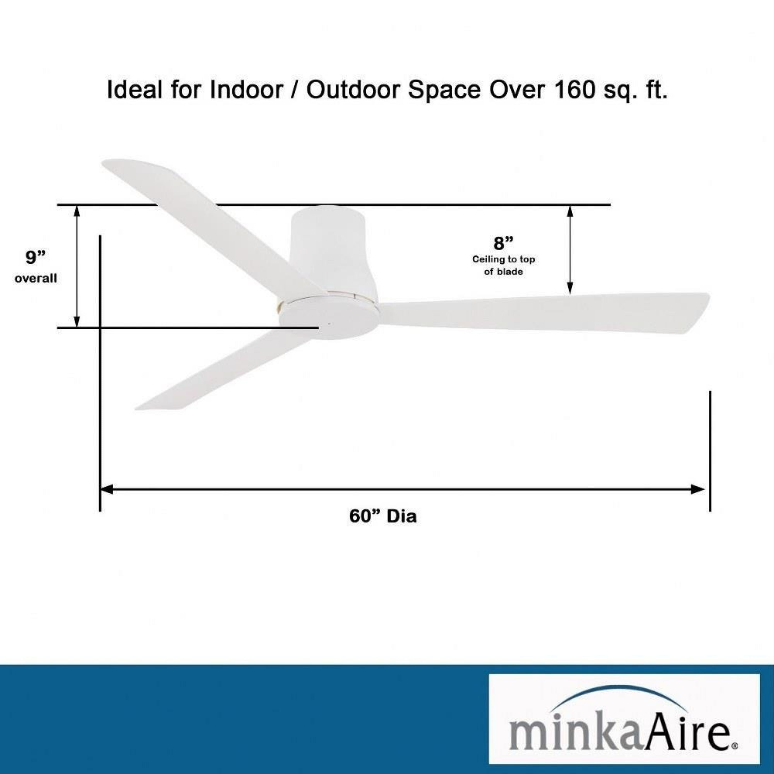 Simple Flush 60" White Wet Rated Ceiling Fan with Remote