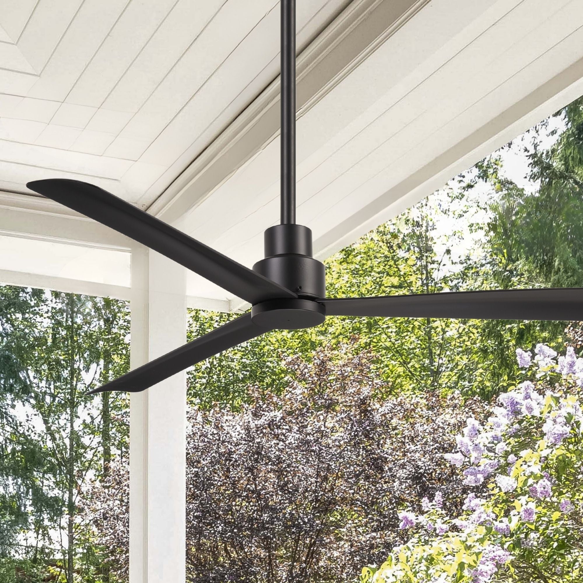 Simple 52" Black Coal Wet Rated Ceiling Fan with Remote