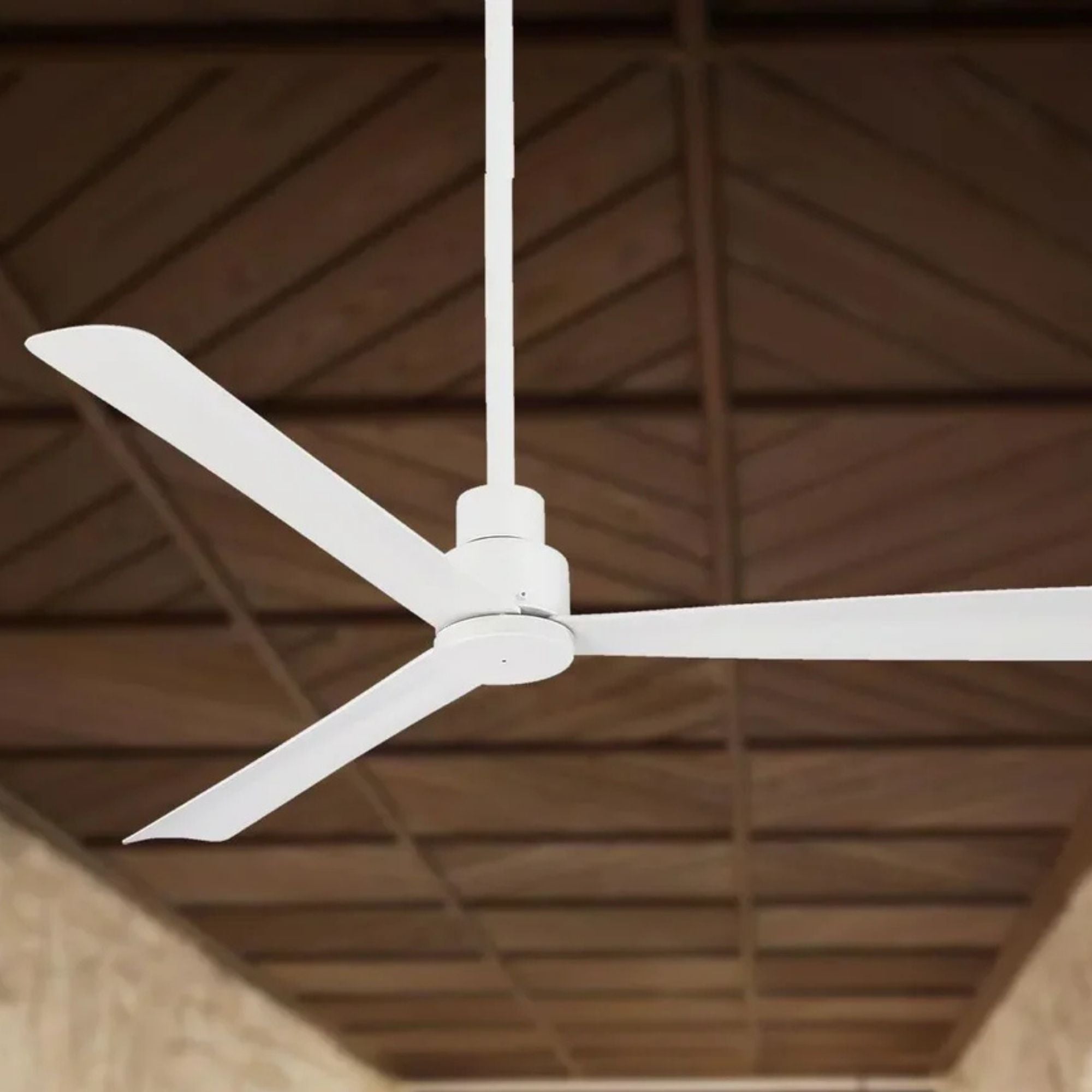 Simple 52" White Wet Rated Ceiling Fan with Remote