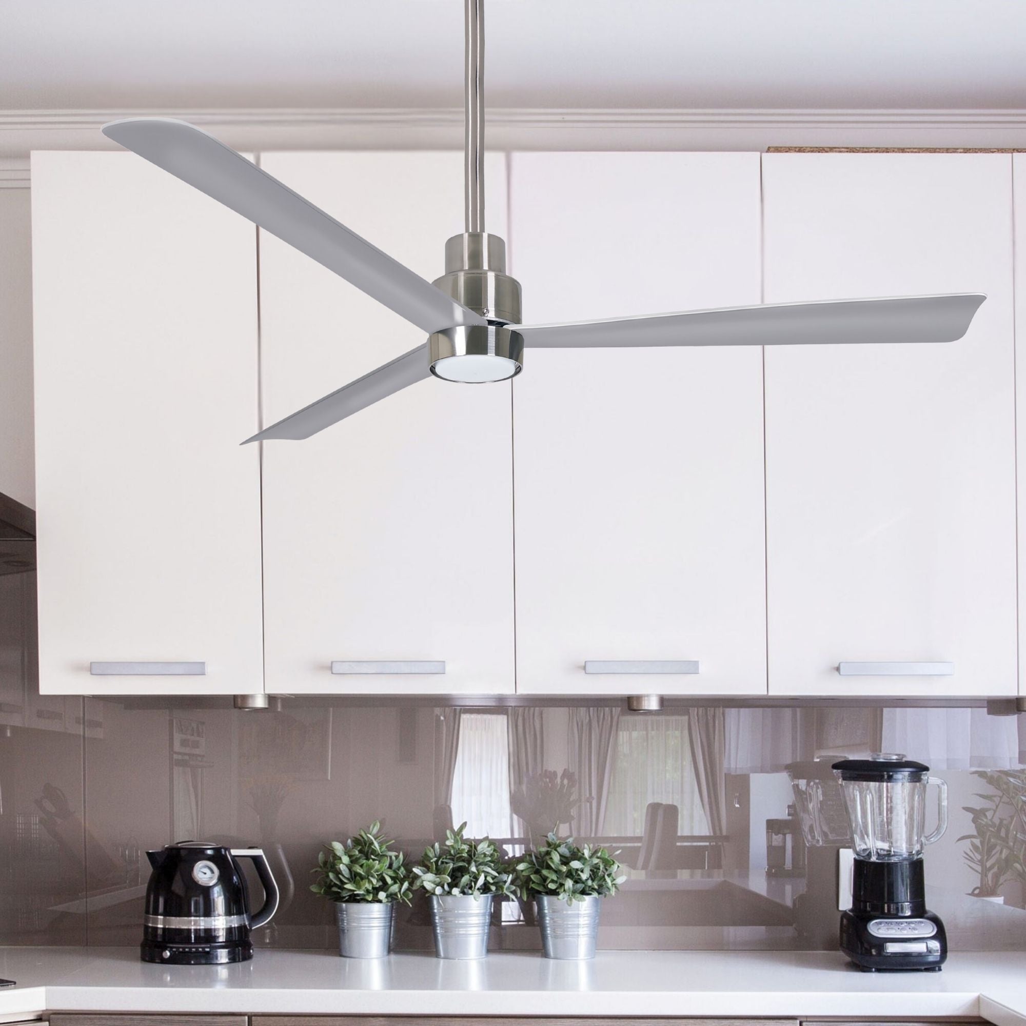 Simple 52" Brushed Nickel Wet LED Ceiling Fan with Remote