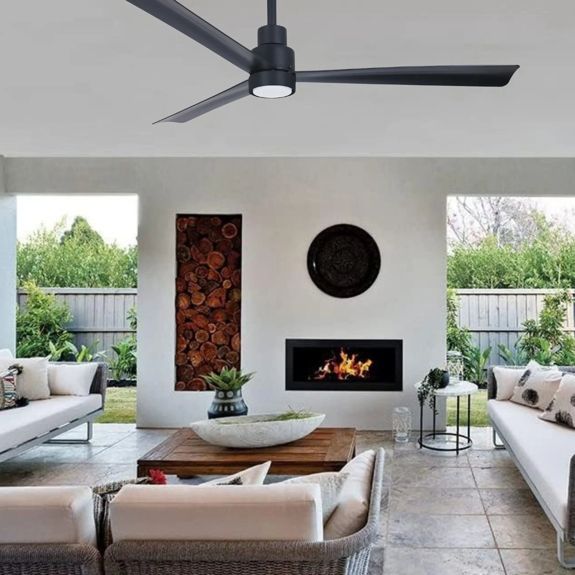 Simple 52" Coal Black LED Ceiling Fan with Remote