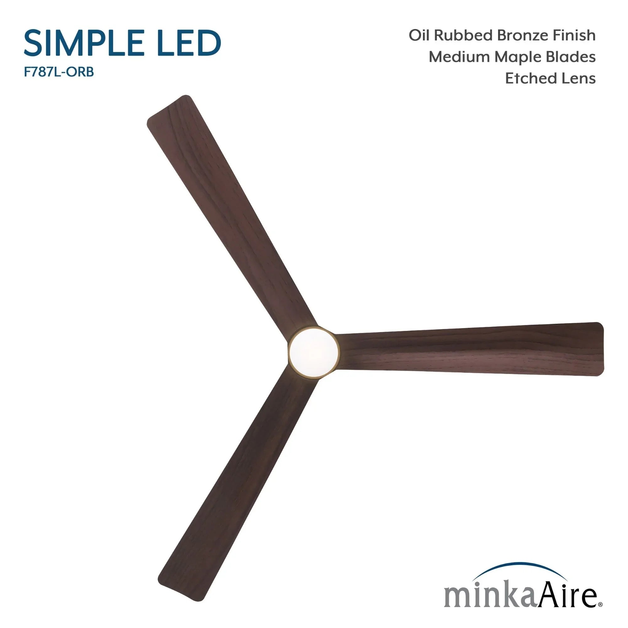 Simple 52" Oil Rubbed Bronze LED Ceiling Fan with Remote