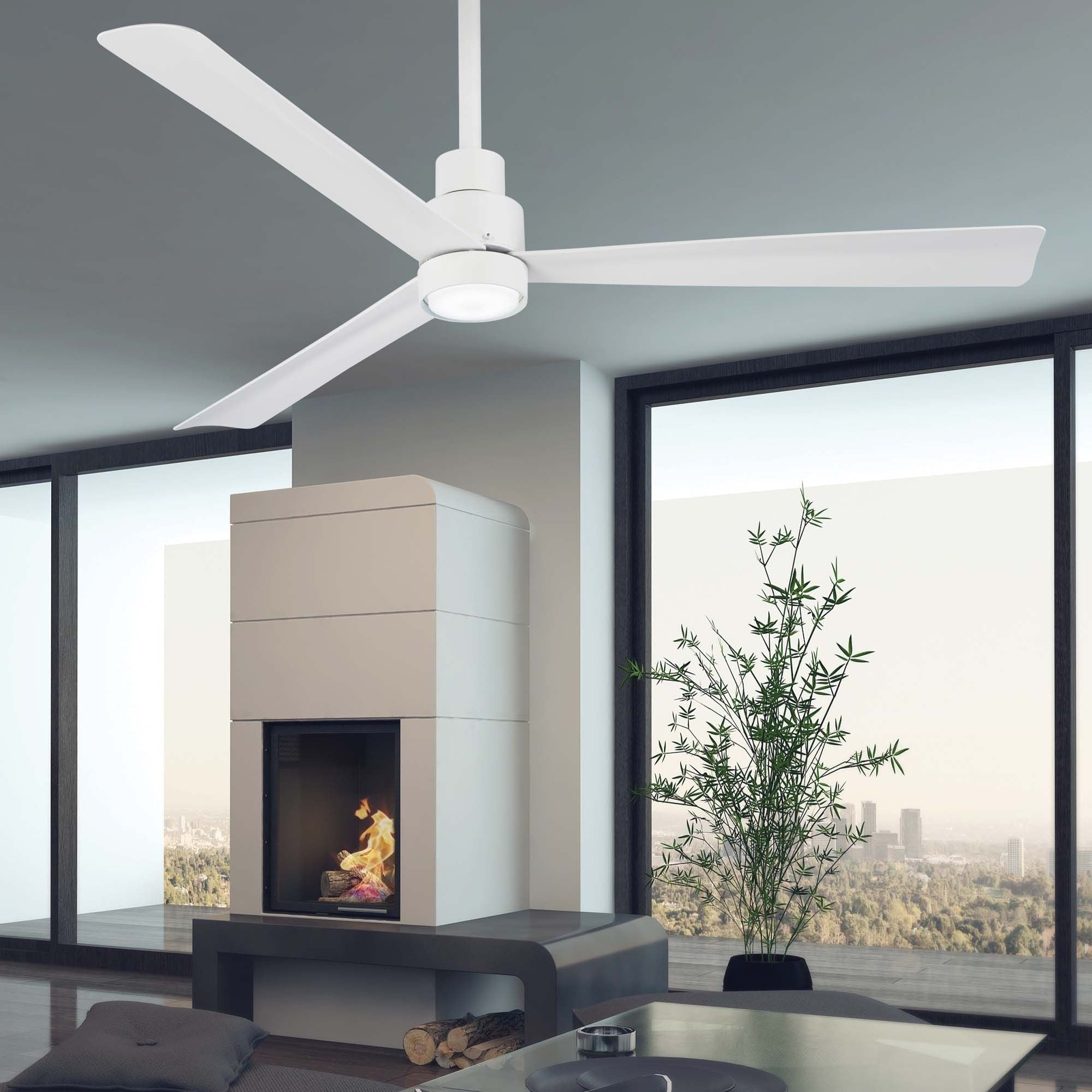 Simple 52" Flat White LED Ceiling Fan with Remote