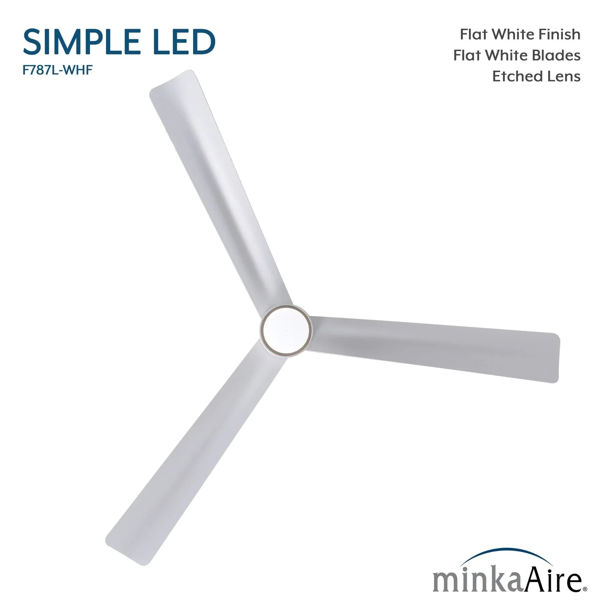 Simple 52" Flat White LED Ceiling Fan with Remote