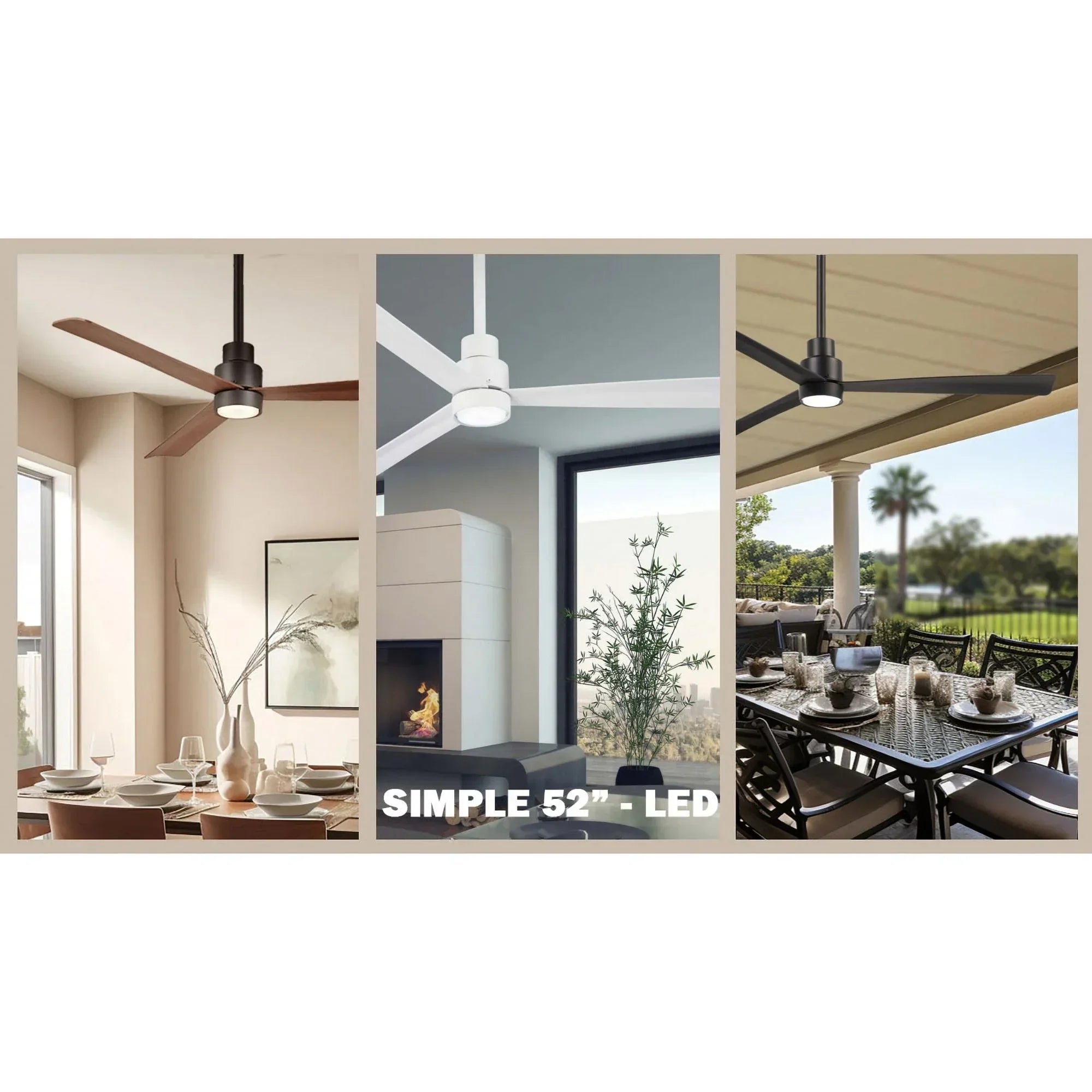 Simple 52" Flat White LED Ceiling Fan with Remote