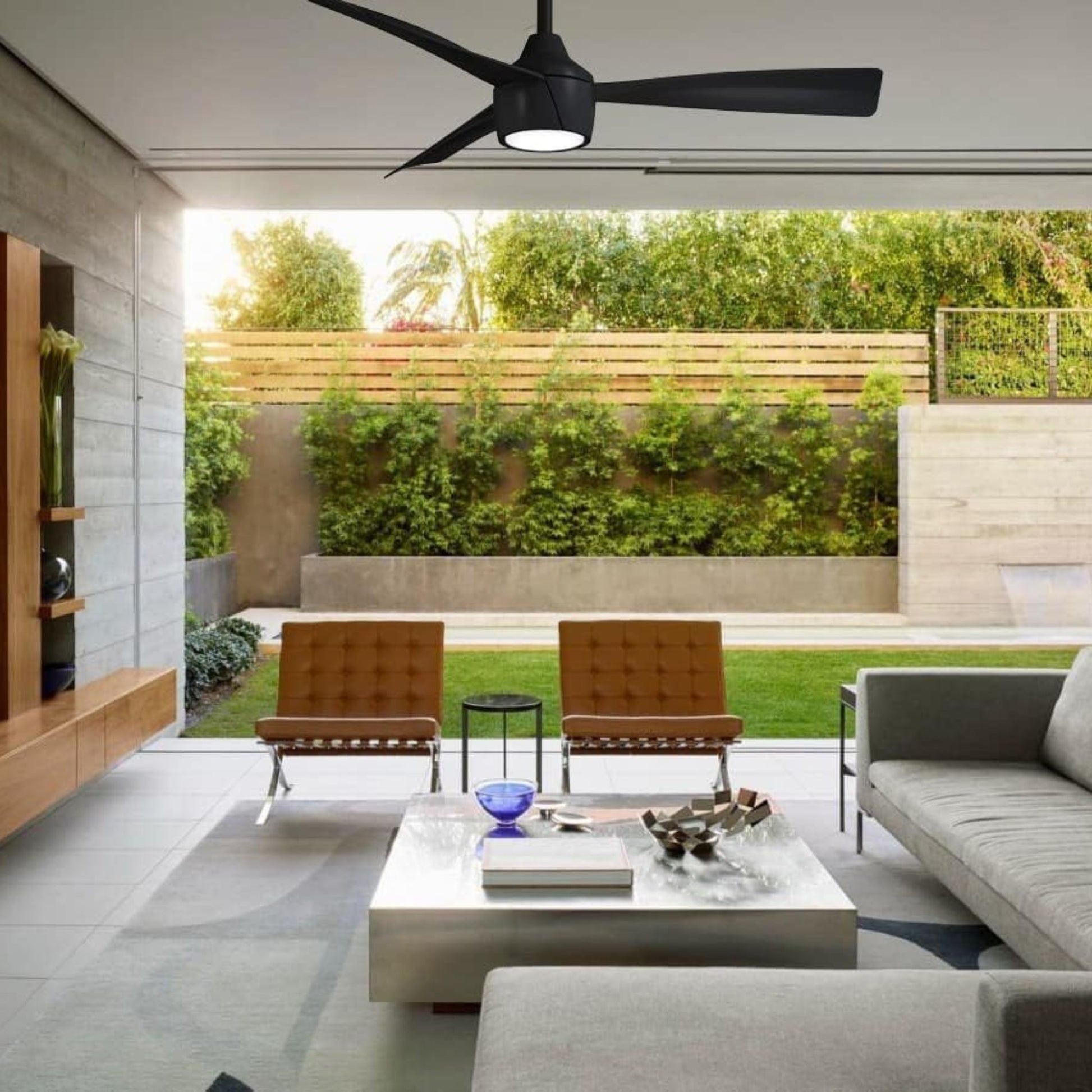 Skinnie LED 44" Black Coal Outdoor Ceiling Fan with Remote - Bees Lighting