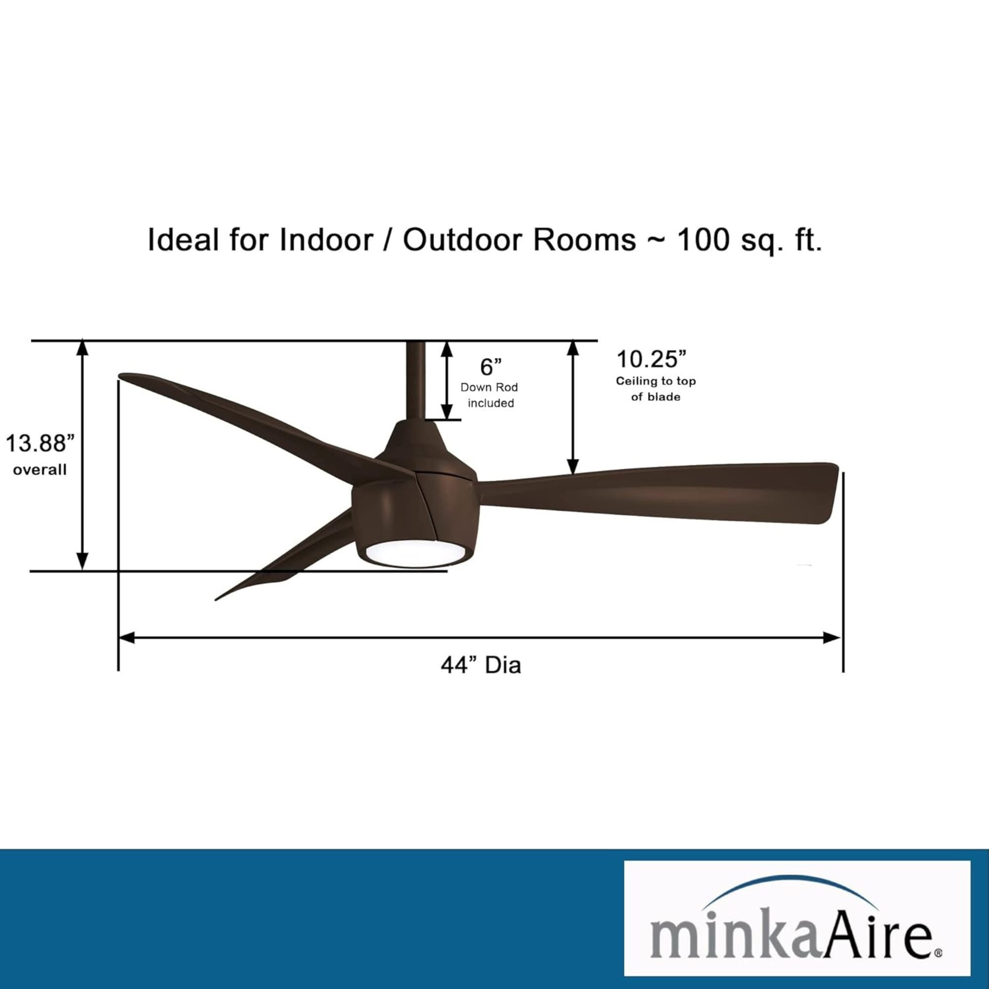 Skinnie LED 44" Bronze Outdoor Ceiling Fan with Remote - Bees Lighting
