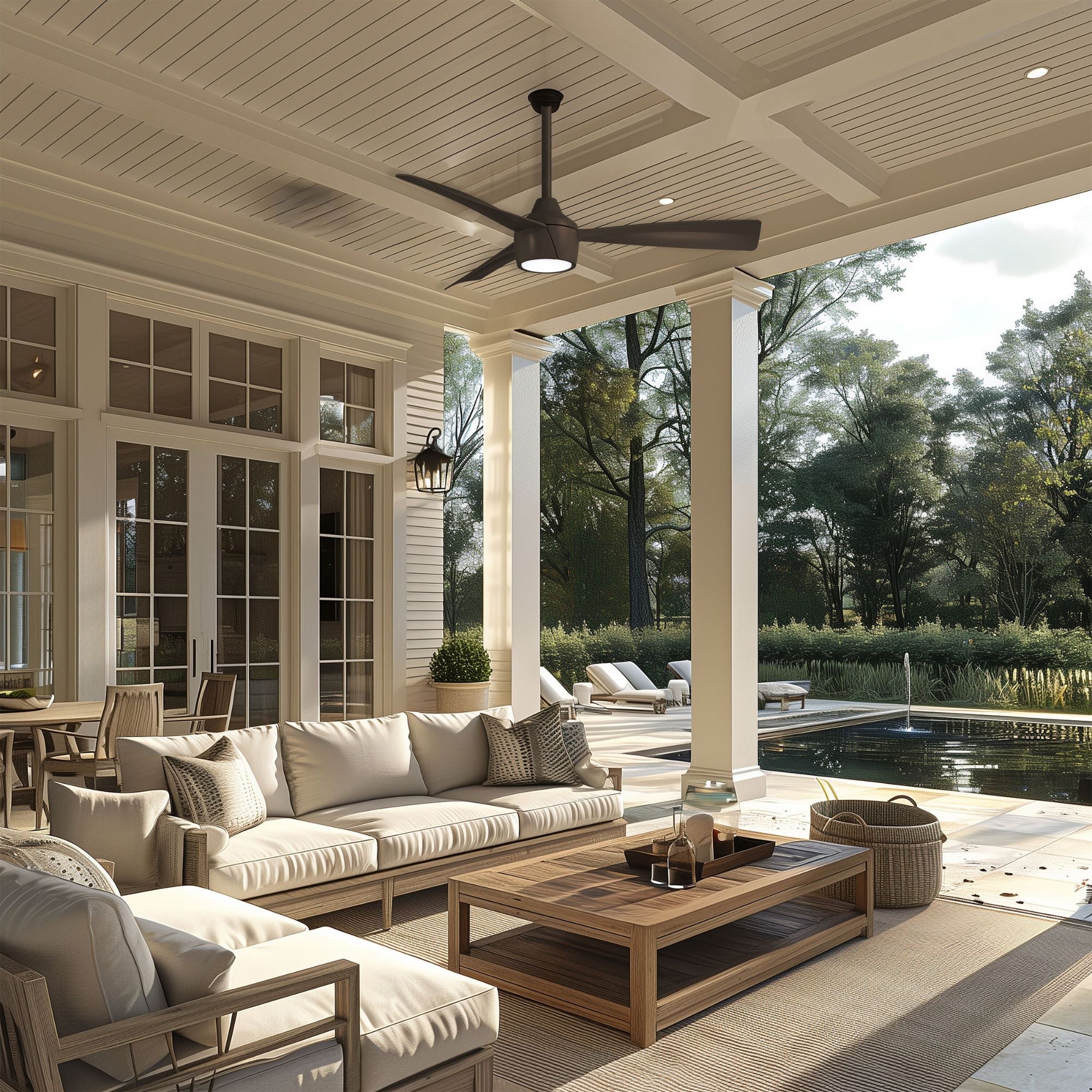 Skinnie LED 44" Bronze Outdoor Ceiling Fan with Remote - Bees Lighting