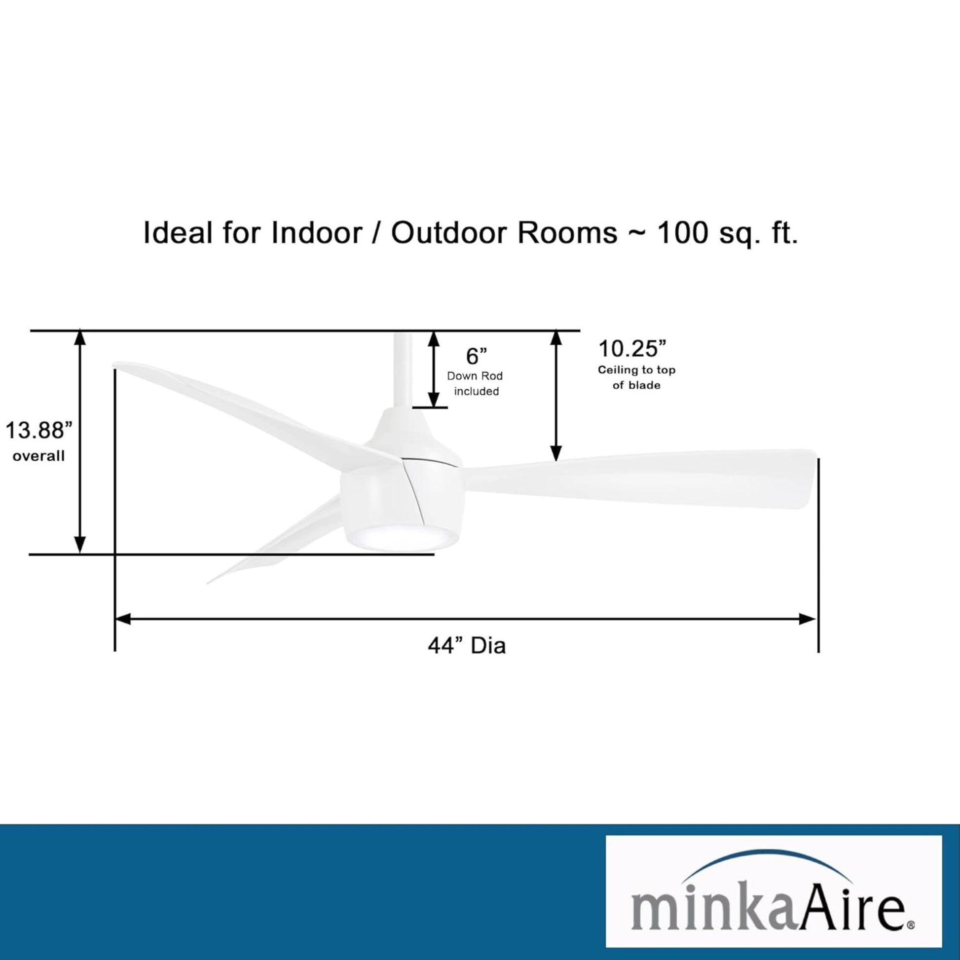 Skinnie LED 44" White Outdoor Ceiling Fan with Remote - Bees Lighting