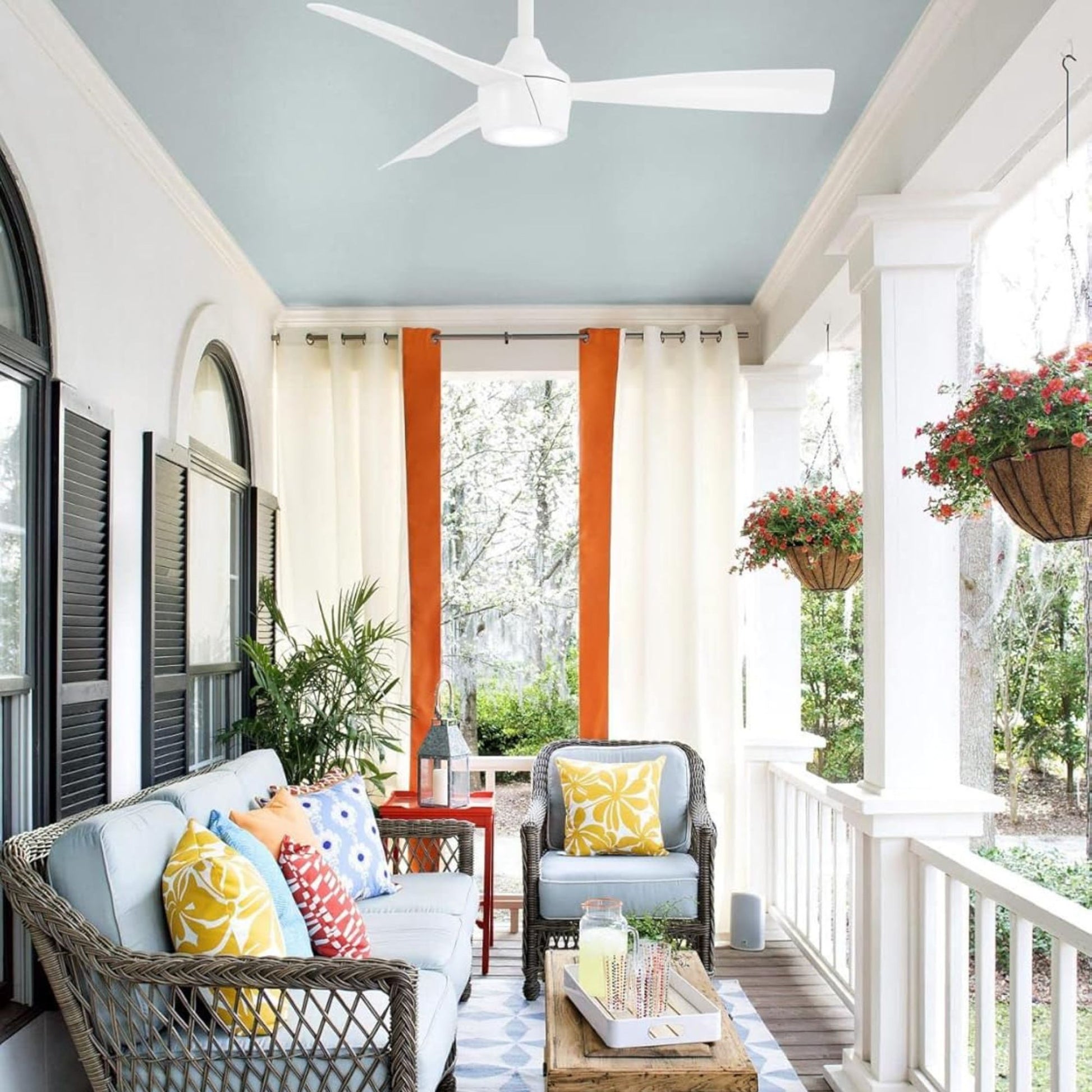 Skinnie LED 44" White Outdoor Ceiling Fan with Remote - Bees Lighting