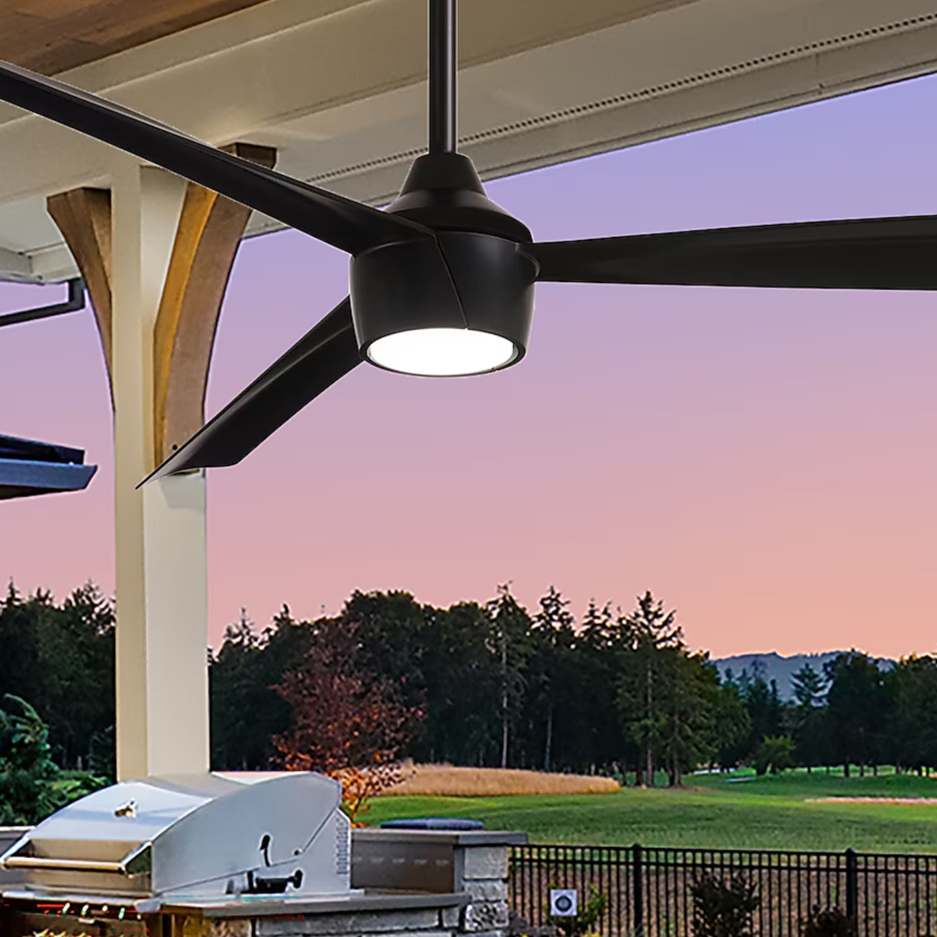 Skinnie LED 56" Black Coal Outdoor Ceiling Fan with Remote