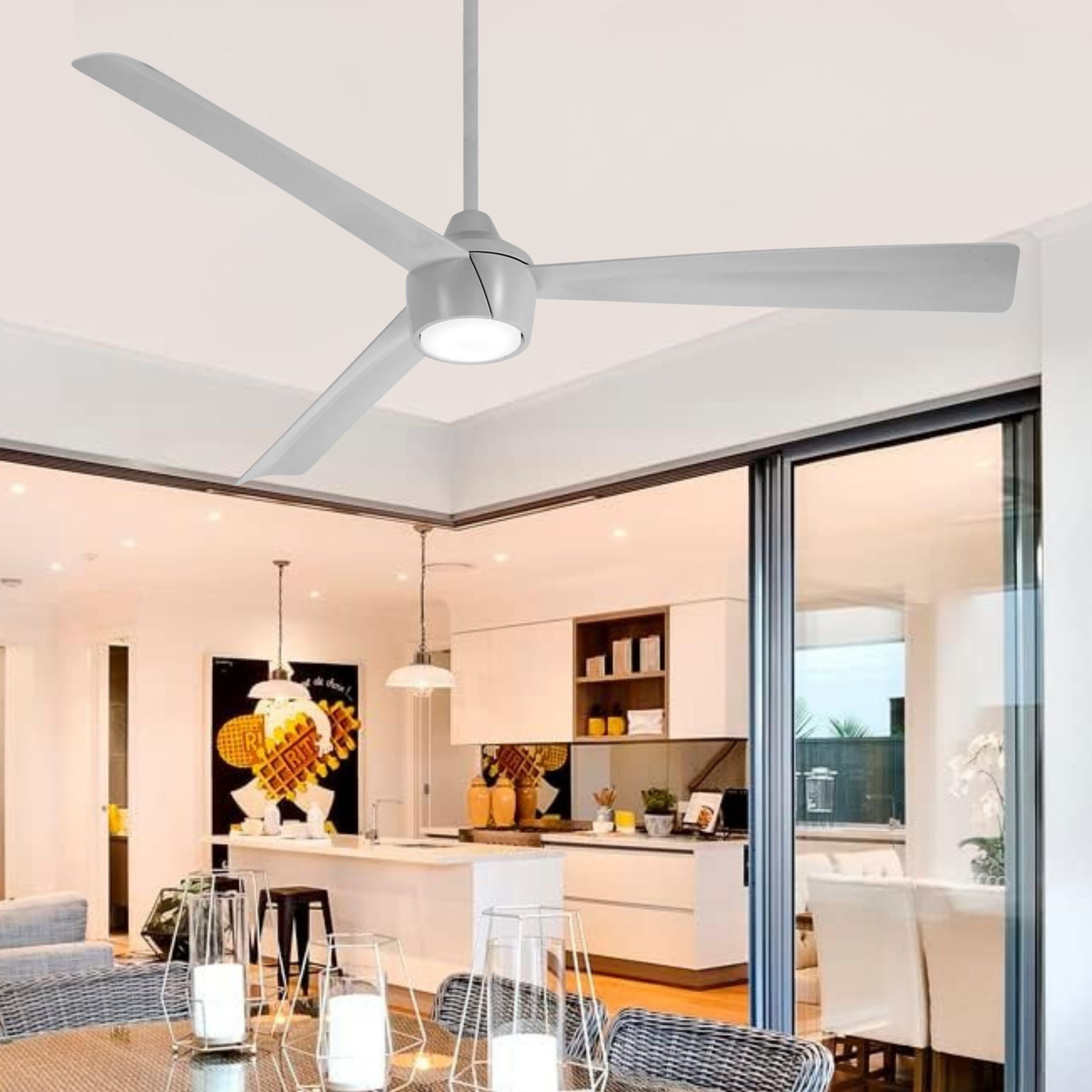 Skinnie LED 56" Gray Outdoor Ceiling Fan with Remote