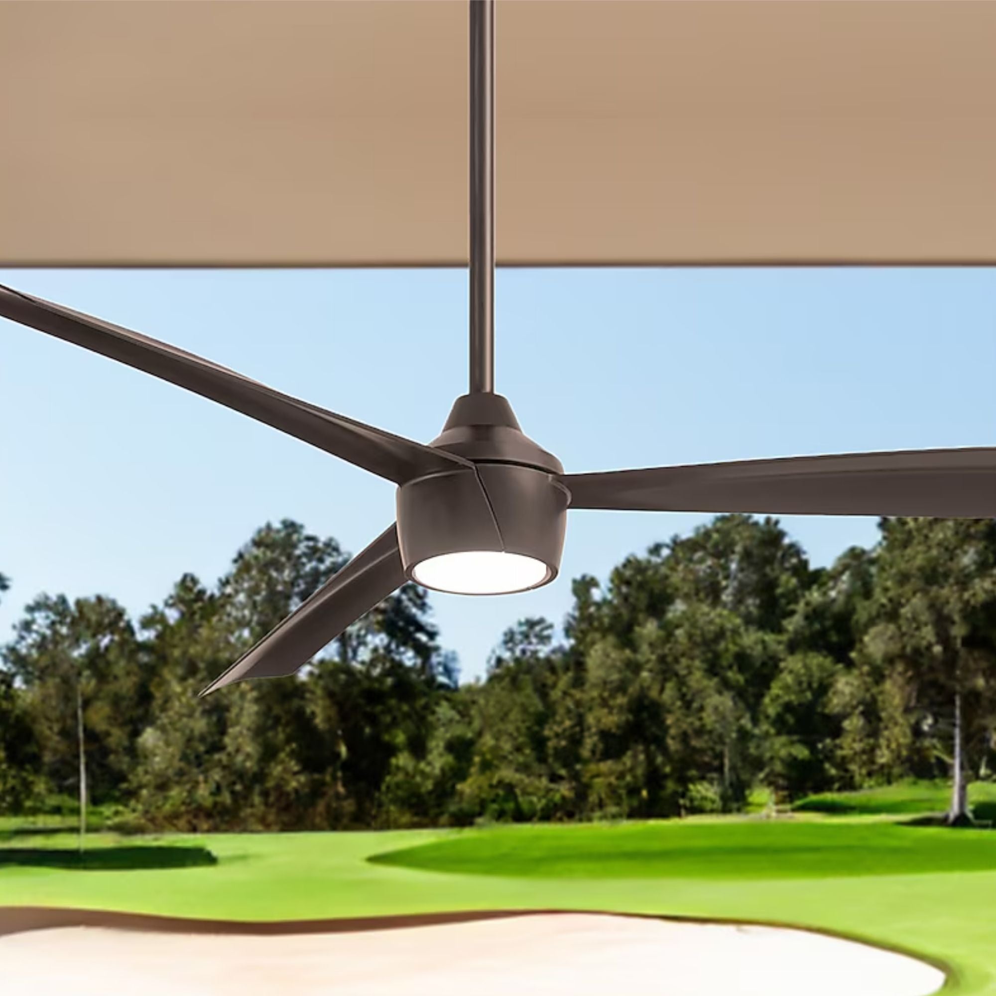 Minka Aire - Skinnie LED 56" Bronze Outdoor Ceiling Fan with Remote | Bees Lighting