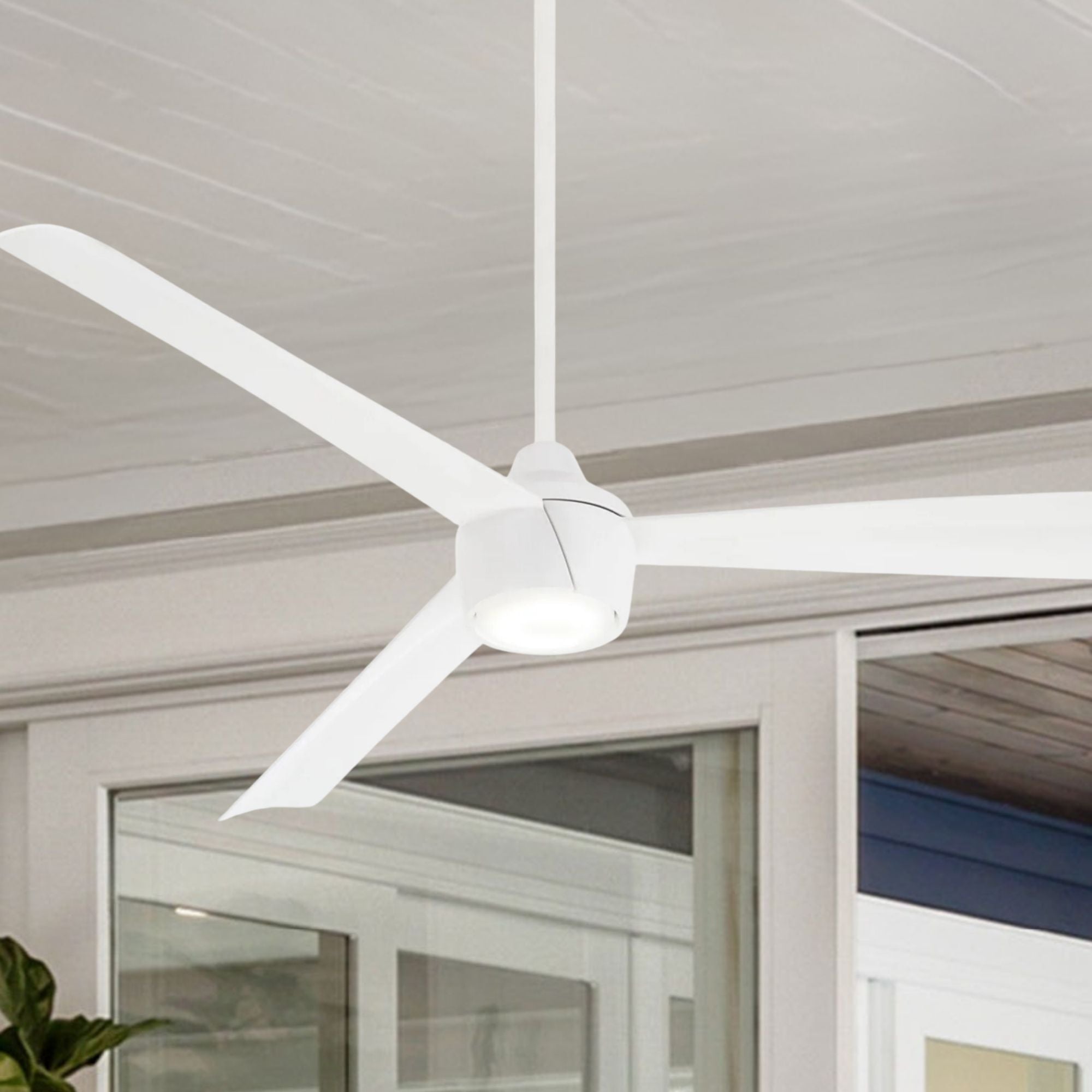 Minka Aire - Skinnie LED 56" White Outdoor Ceiling Fan with Remote | Bees Lighting