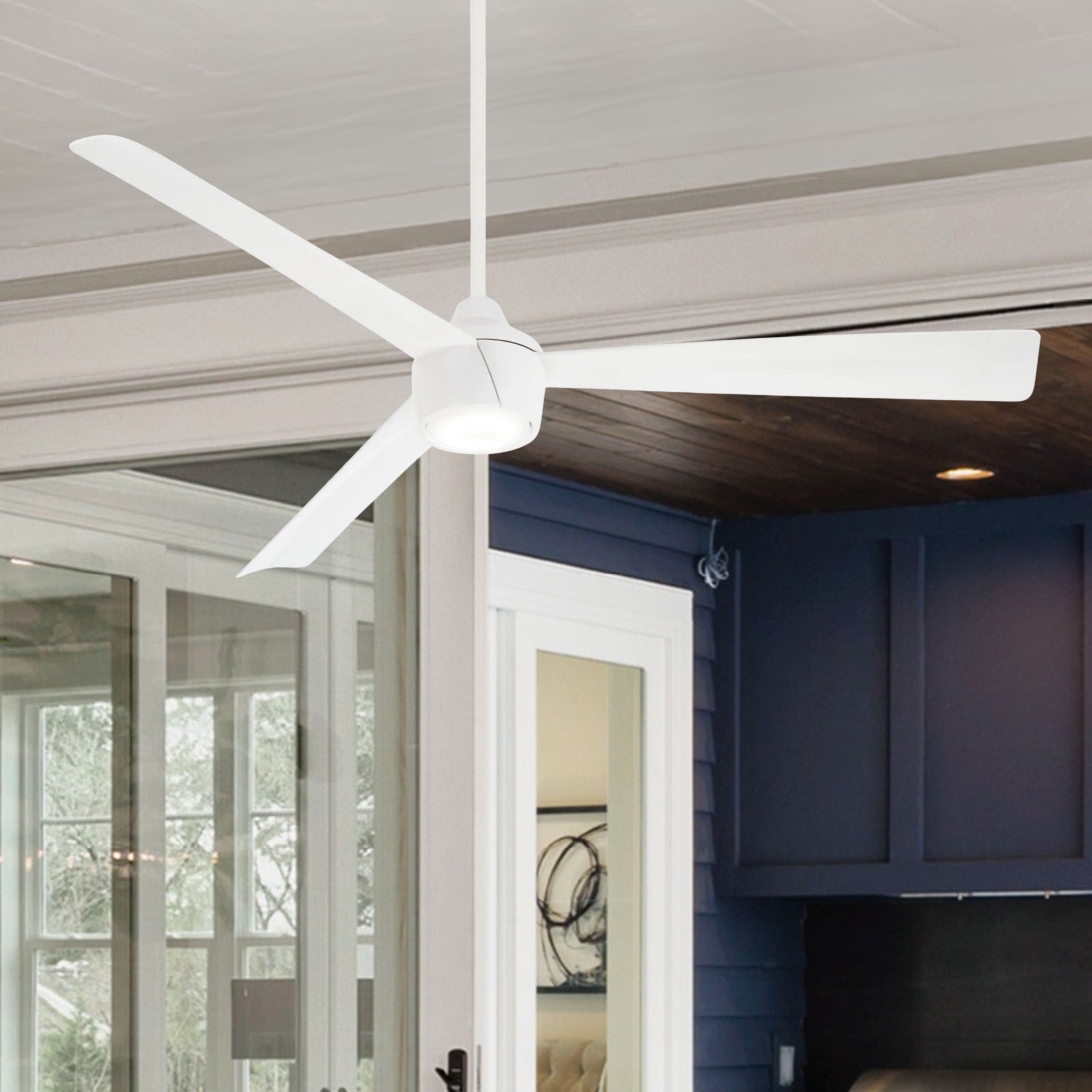 Skinnie LED 56" White Outdoor Ceiling Fan with Remote