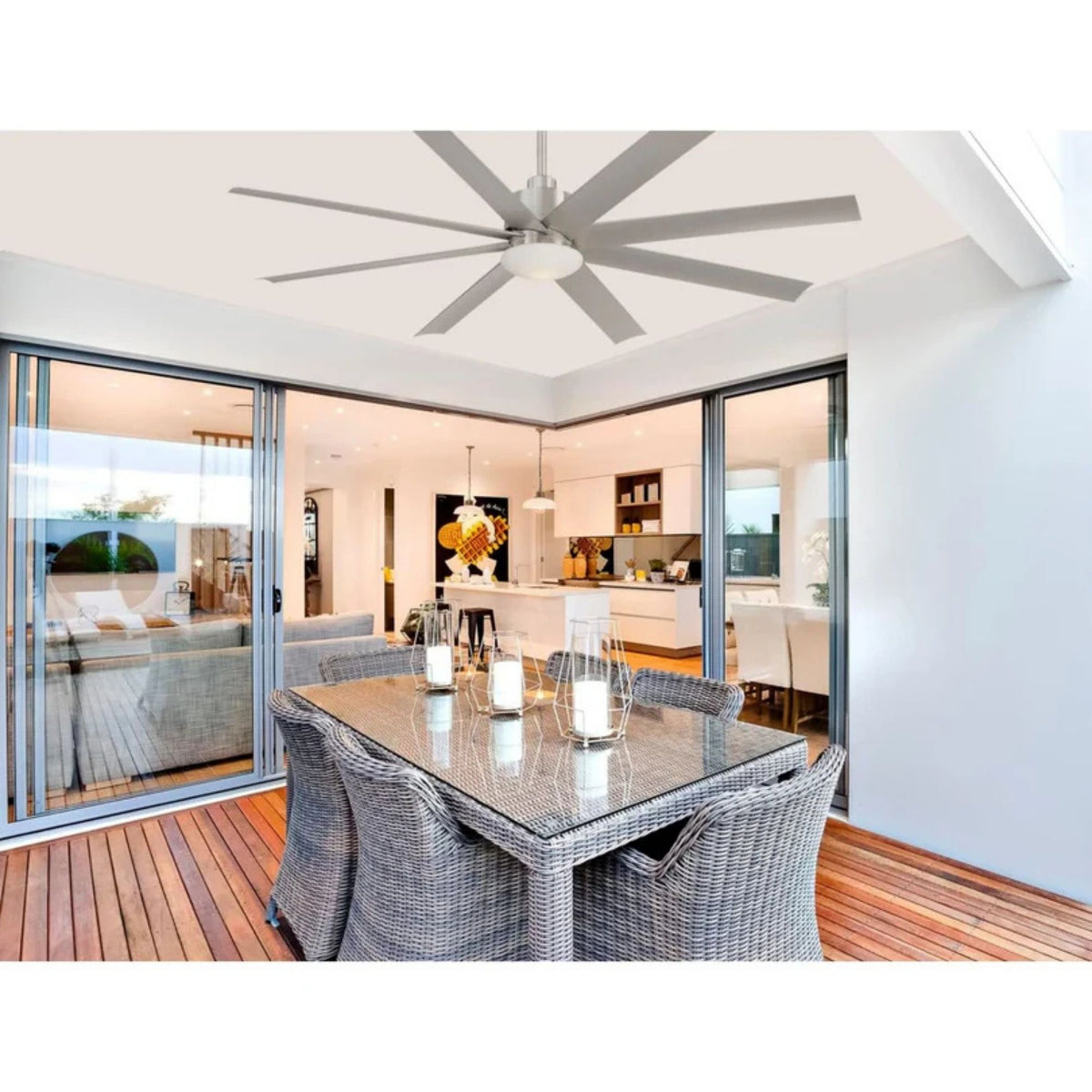Minka Aire - Slipstream LED 65" Large Outdoor Ceiling Fan, Brushed Nickel | Bees Lighting
