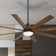 Slipstream LED 65" Large Outdoor Ceiling Fan, Black Coal with Distressed Koa Blades