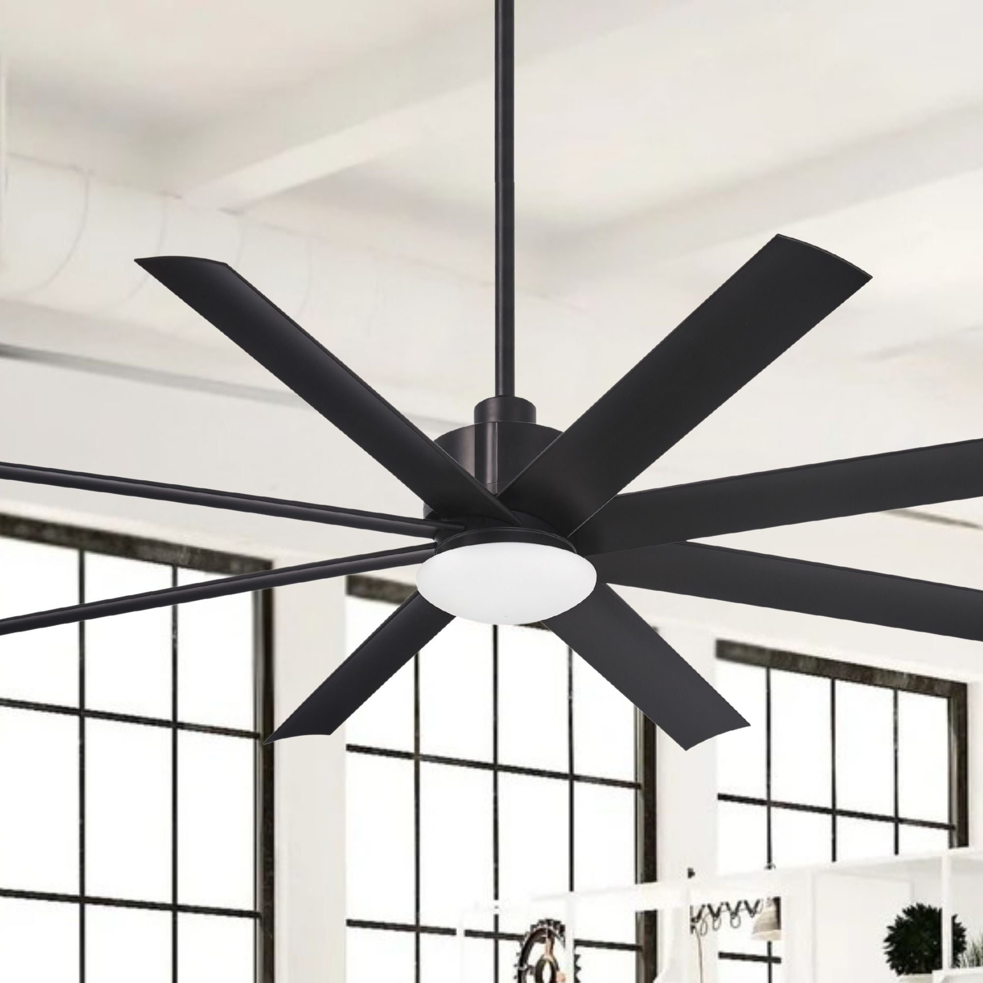 Slipstream LED 65" Large Outdoor Ceiling Fan, Black Coal