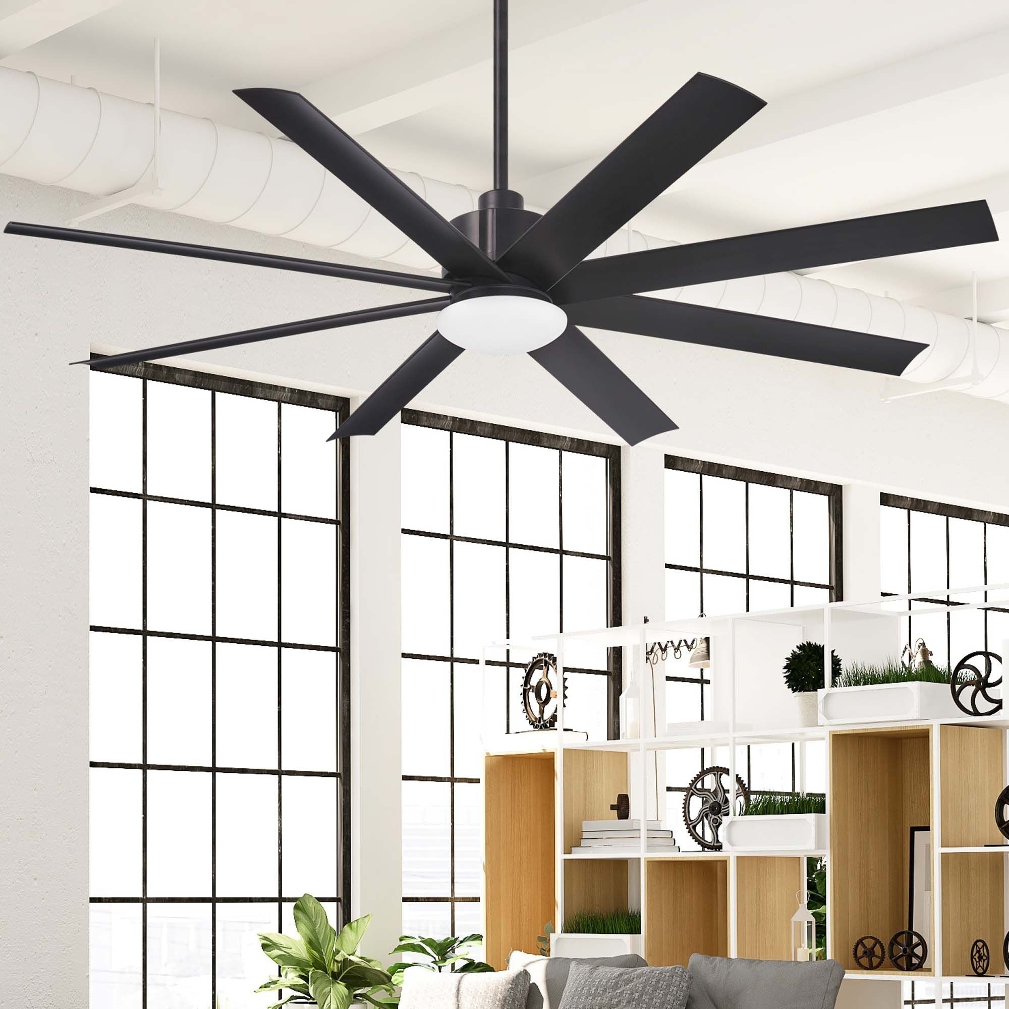 Slipstream LED 65" Large Outdoor Ceiling Fan, Black Coal