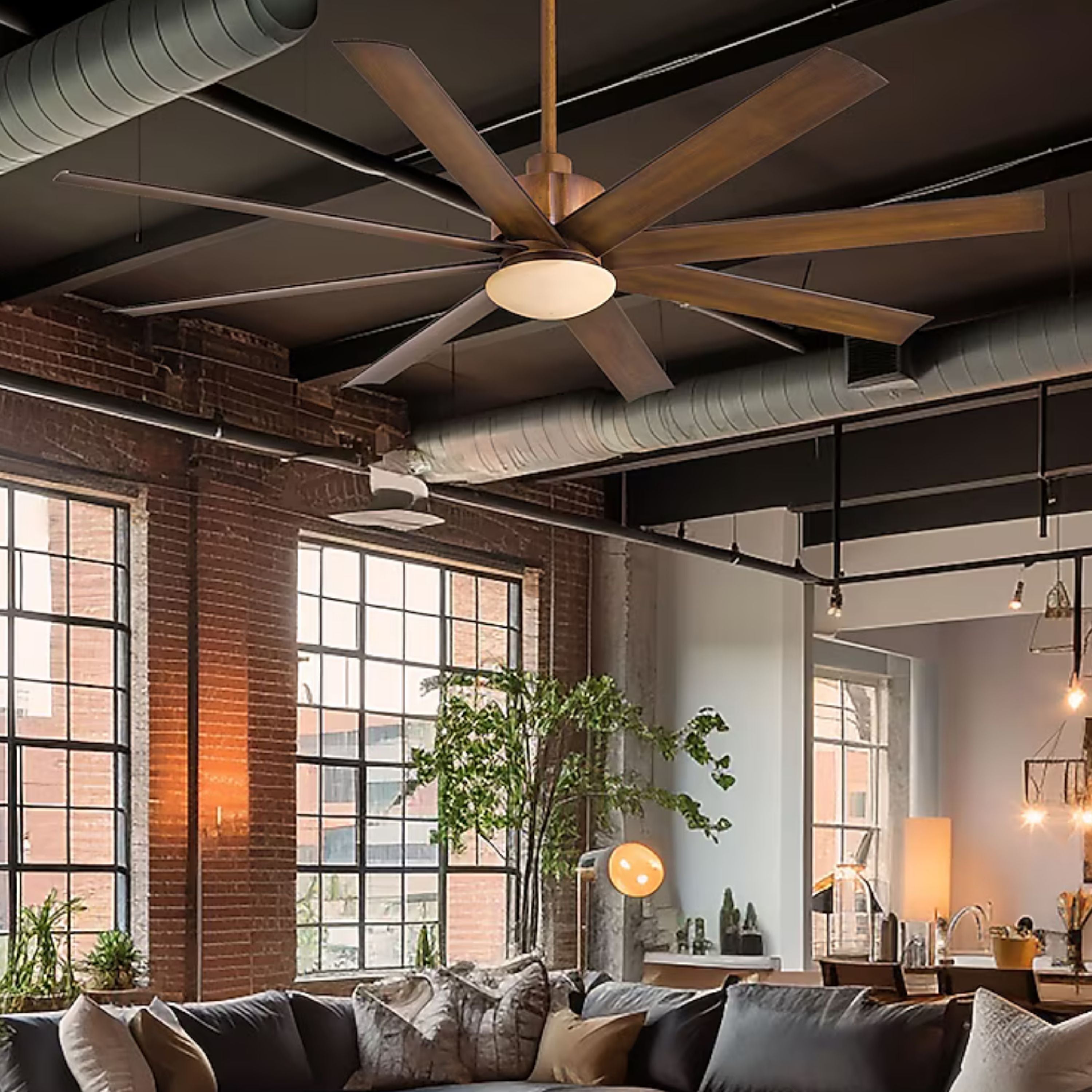 Slipstream LED 65" Large Outdoor Ceiling Fan, Distressed Koa