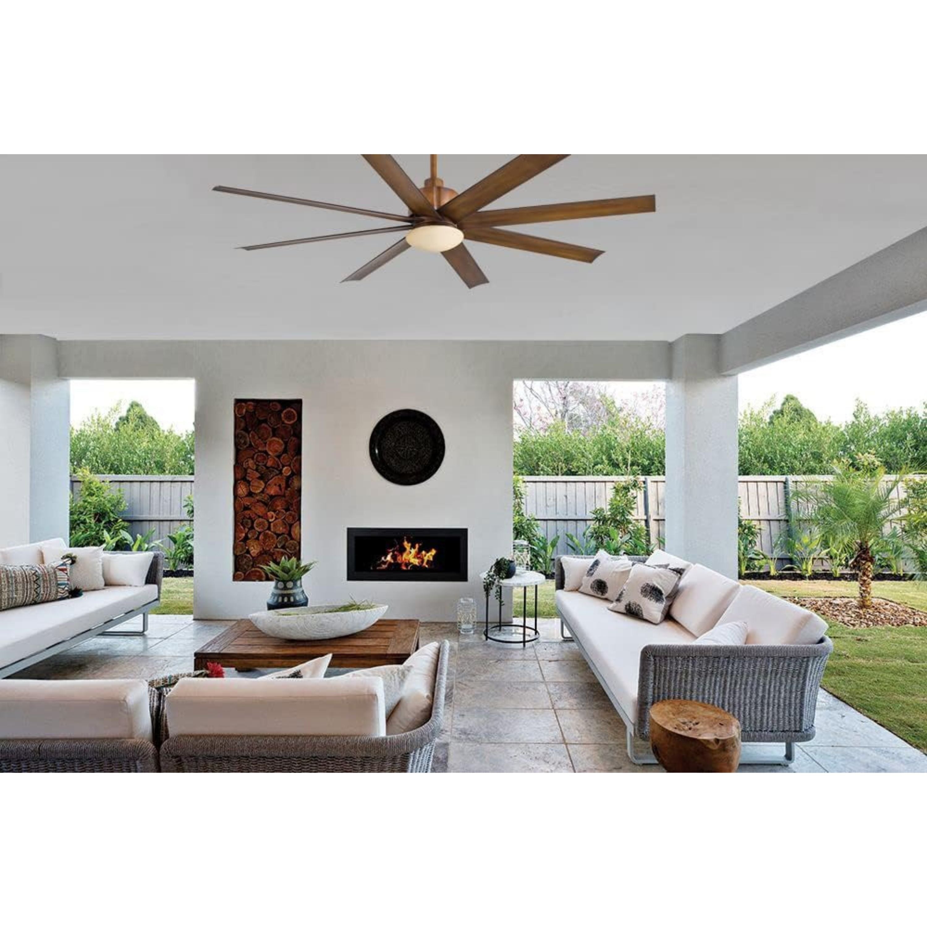 Slipstream LED 65" Large Outdoor Ceiling Fan, Distressed Koa