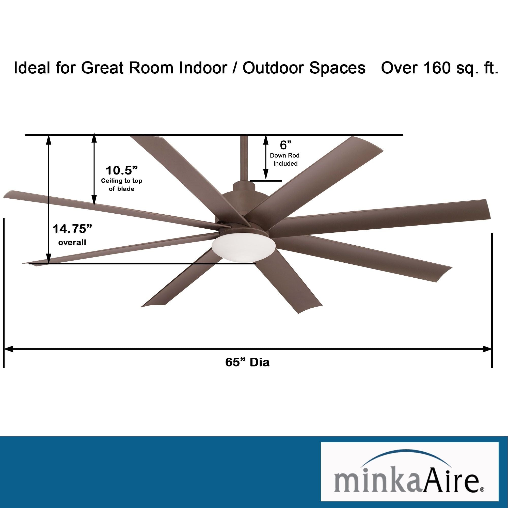 Slipstream LED 65" Large Outdoor Ceiling Fan, Oil Rubbed Bronze